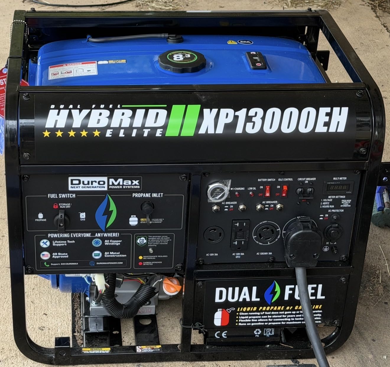 DuroMax XP13000EH 13,000-Watt Dual Fuel Portable Generator - Gas & Propane, Electric Start, Whole Home Backup Power, Transfer Switch Ready, RV & Emergency Ready customer photo 1