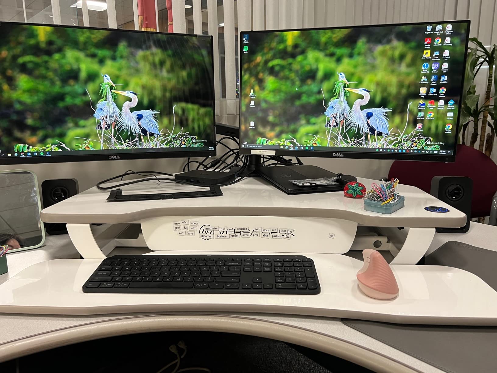 VERSADESK PowerPro 36 Inch Electric Corner Standing Desk Converter, Motorized Height Adjustable Sit-Stand Desk Riser, Dual Monitor & Laptop Workstation with Keyboard Tray, Cherry customer photo 1