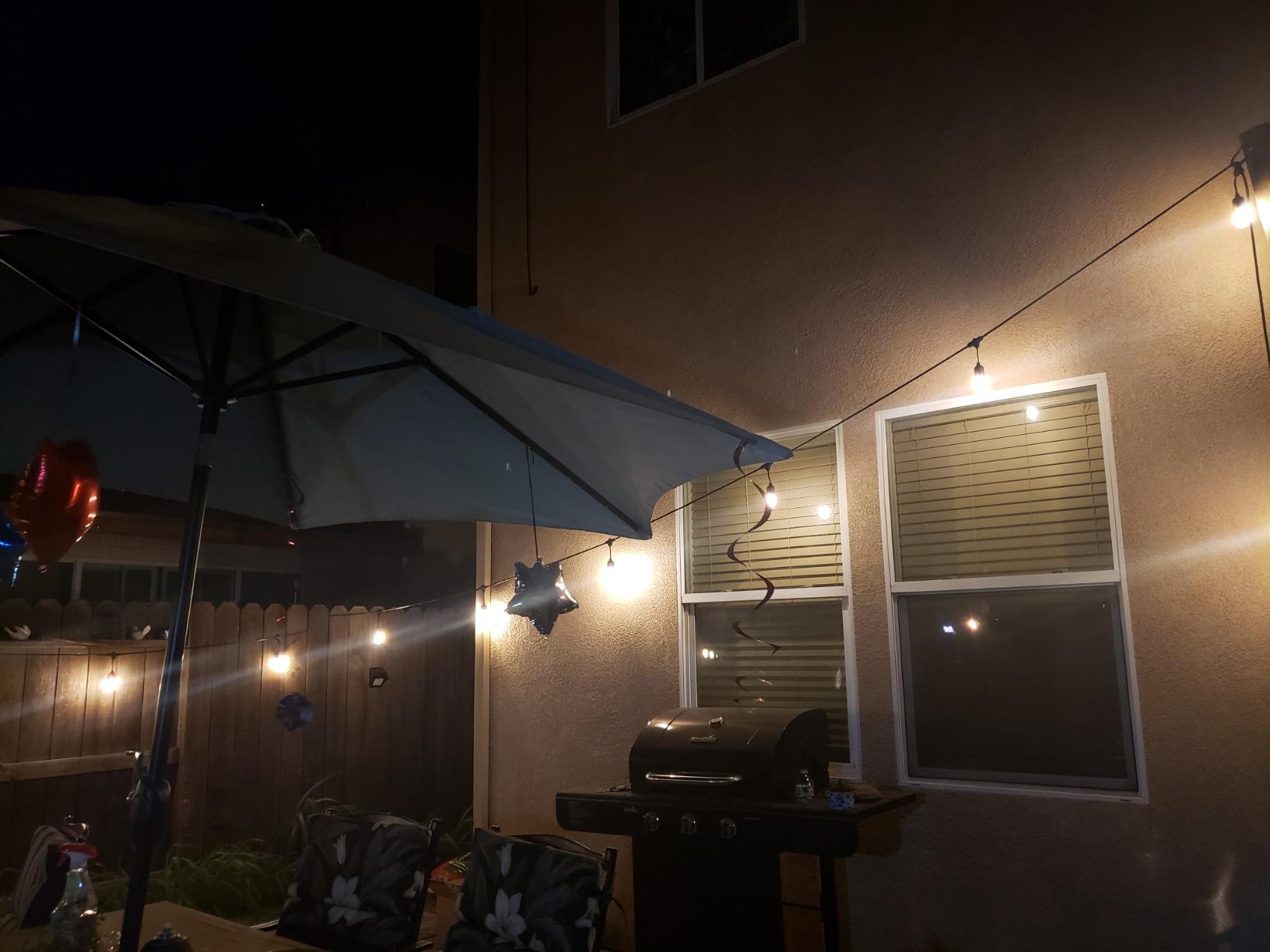 Banord Outdoor String Lights Commercial Grade 96ft Waterproof with 30 S14 Shatterproof Dimmable LED Bulbs, Heavy Duty Hanging Lights for Patio Garden Backyard Decoration, 2W 2x48ft Strands customer photo 2