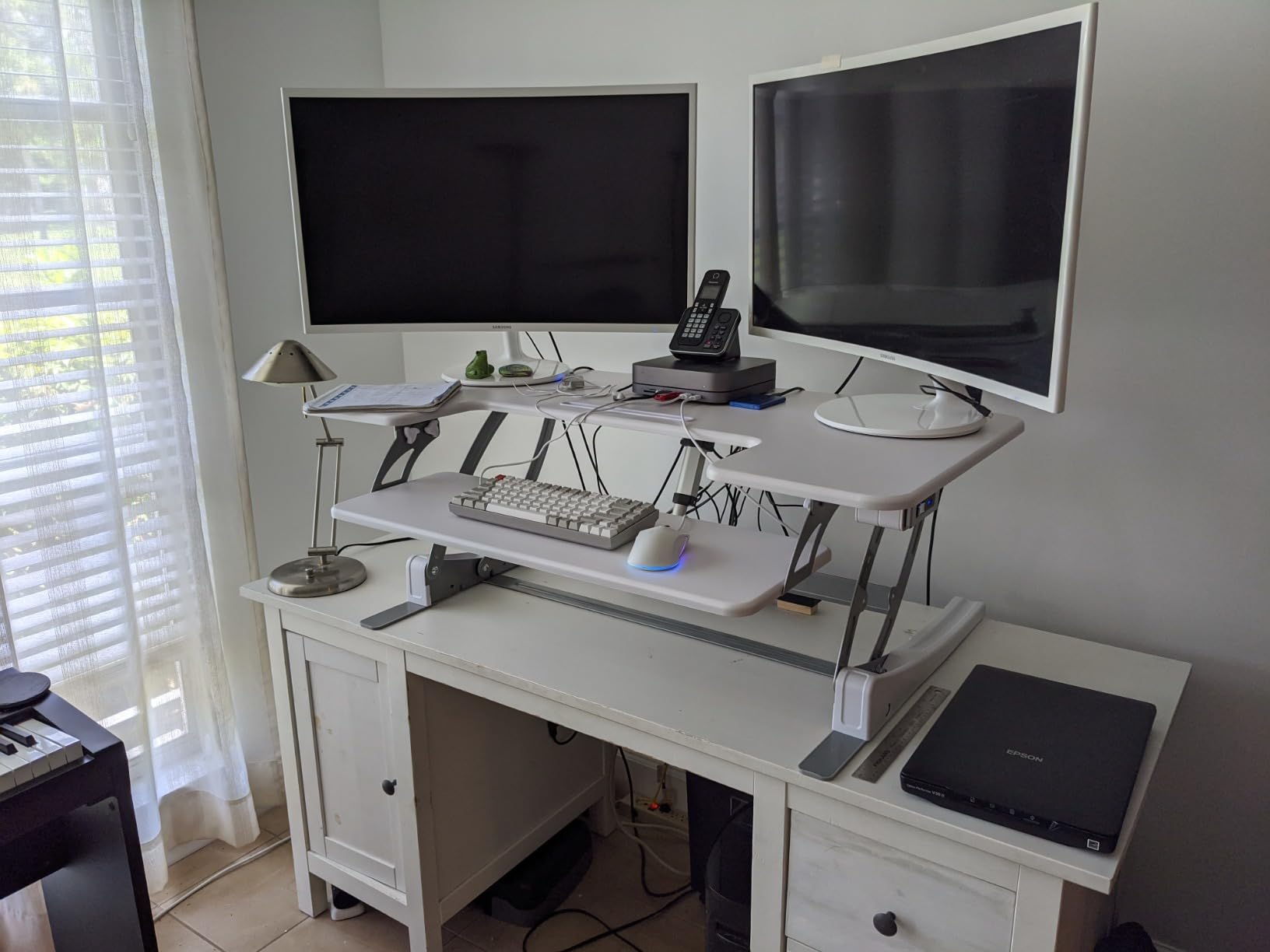 VIVO Black 42 inch Electric Desk Converter, DESK-V000VLE | Large, Height Adjustable, Stand Up Desk Riser, Wide Keyboard Tray, Standing Dual Monitor and Laptop Workstation, V Series customer photo 1