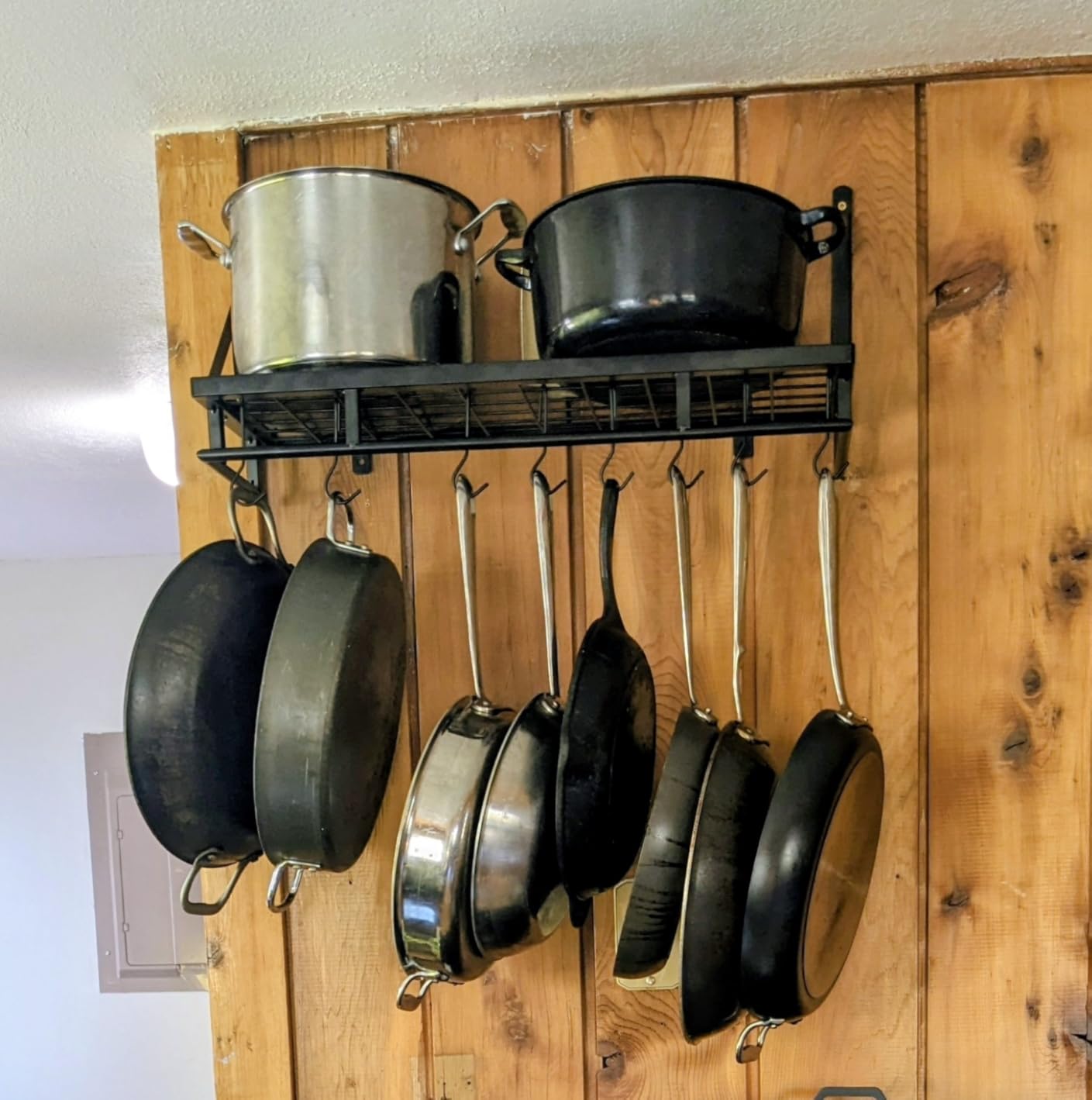 KES 30-Inch Kitchen Pan Pot Rack Wall Mounted, Hanging Storage Organizer | 88 Lbs Capacity, Wall Shelf with 12 Sturdy Hooks, 16-Inch Stud Mount, Matte Black, KUR215S75A-BK customer photo 1