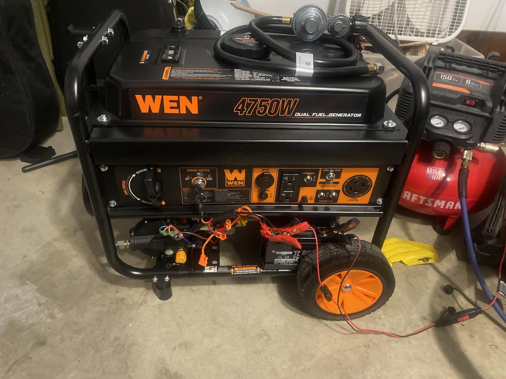 WEN 4,750-Watt 120V/240V Dual Fuel Portable Generator with Wheel Kit and Electric Start (DF475T) customer photo 2