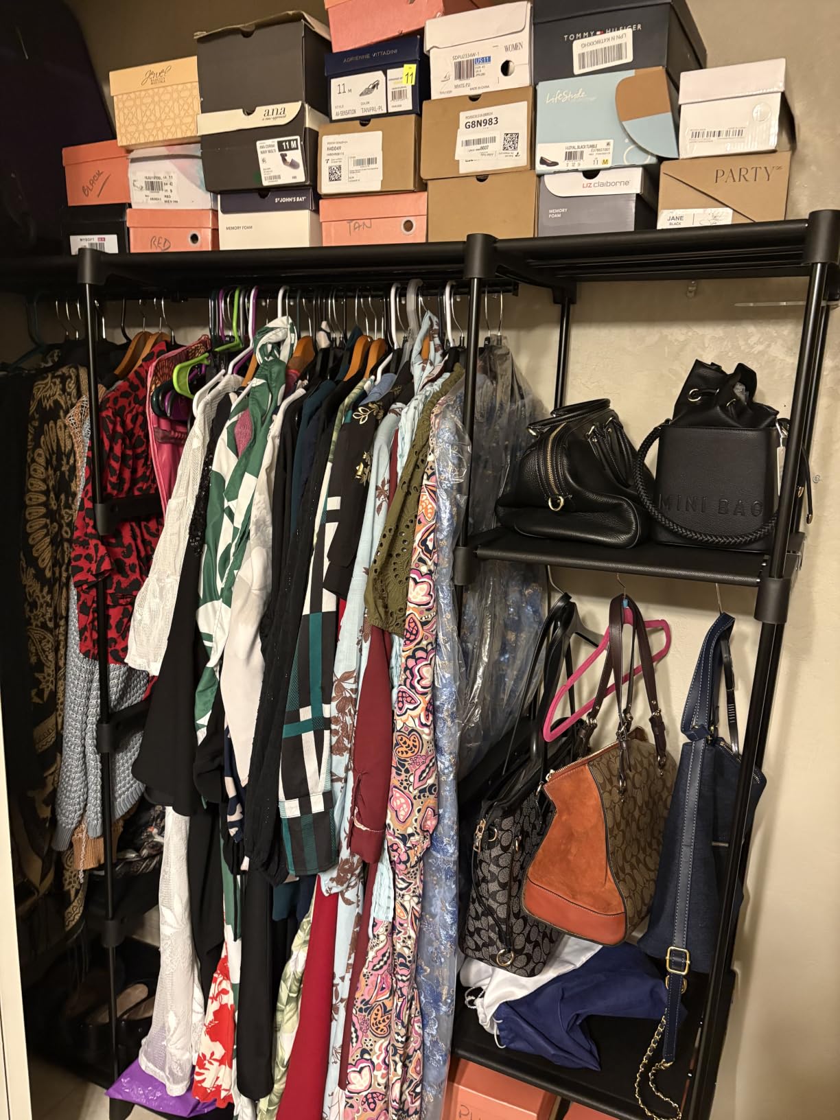 SONGMICS Portable Closet, Freestanding Closet Organizer, Clothes Rack | with Shelves, Hanging Rods, Storage Organizer for Bedroom, 44.1 x 16.9 x 65 Inches, Ink Black, RYLAN Collection URYG24BK customer photo 1