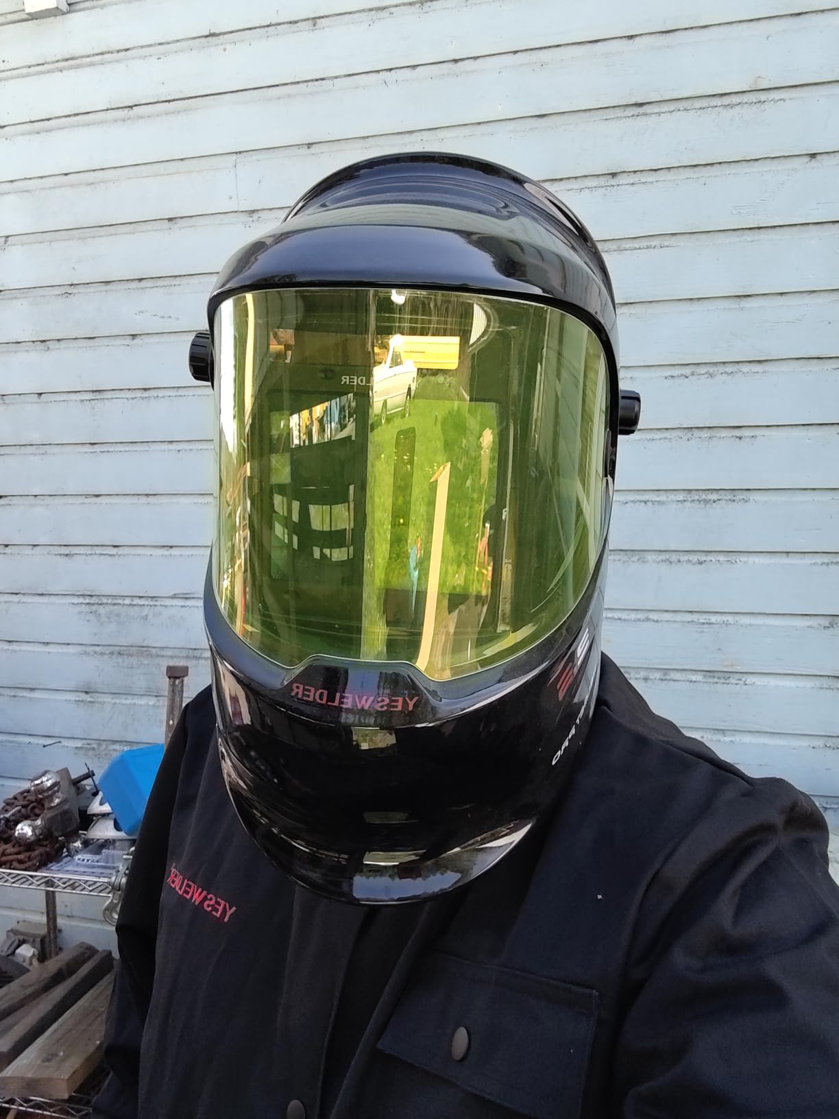 YESWELDER Auto Darkening Welding Helmet with LED, 180° View, LYG-Q800D | Wide shade control for WELD/CUT/GRIND, 1/1/1/1 True Color, 1/30000s response customer photo 1