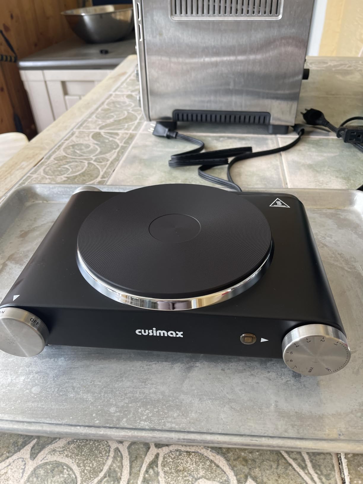 CUSIMAX Electric Burner Hot Plate for Cooking Cast Iron Single Stove, 1500W | Portable Burner with Adjustable Temperature, Works with All Cookware, Non-Slip Rubber Feet, Stainless Steel Easy Cleanup customer photo 2