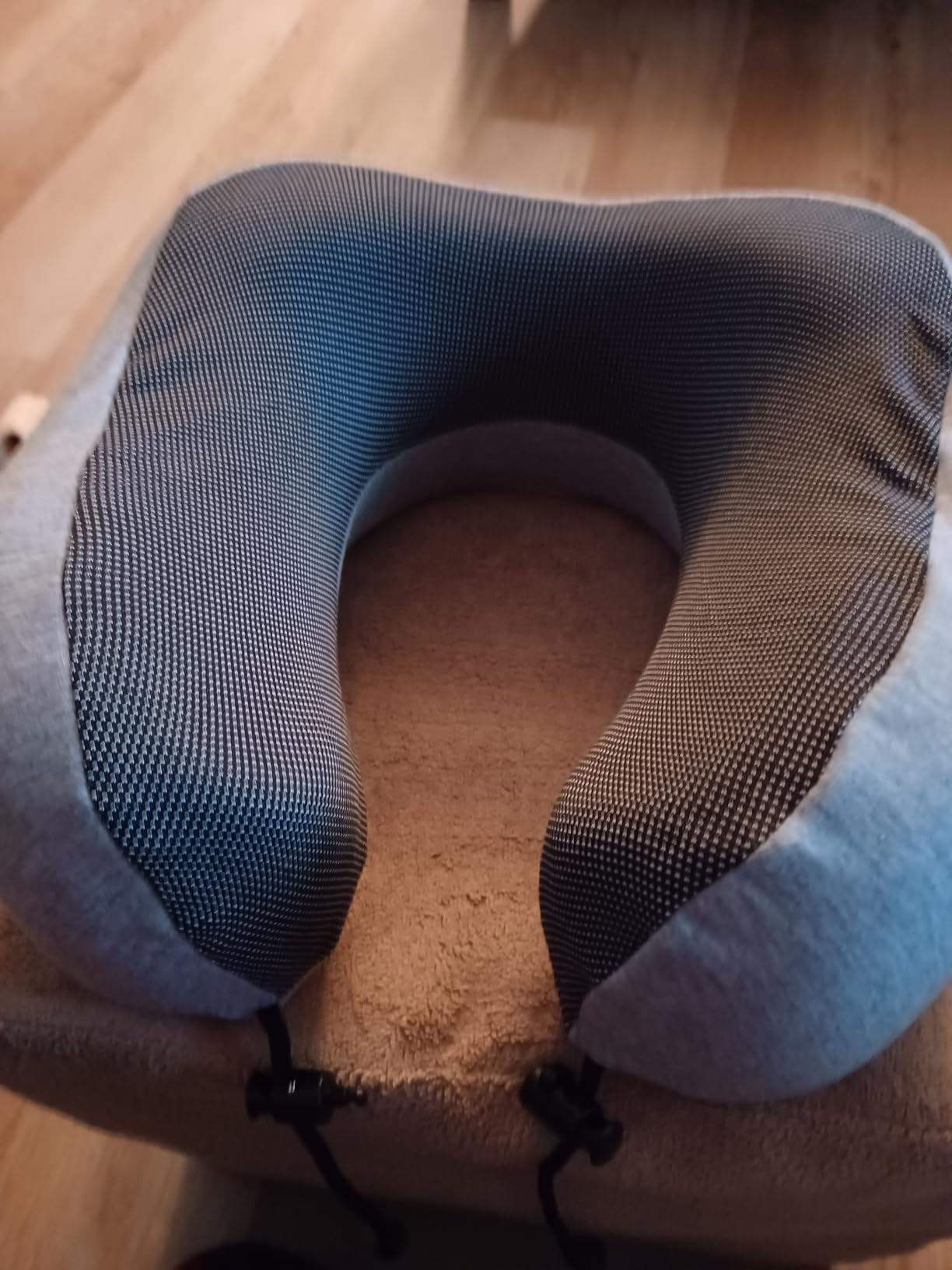 napfun Neck Pillow for Traveling, Upgraded Travel Neck Pillow for Airplane 100% Pure Memory Foam Travel Pillow for Flight Headrest Sleep, Portable Plane Accessories, Light Grey customer photo 1