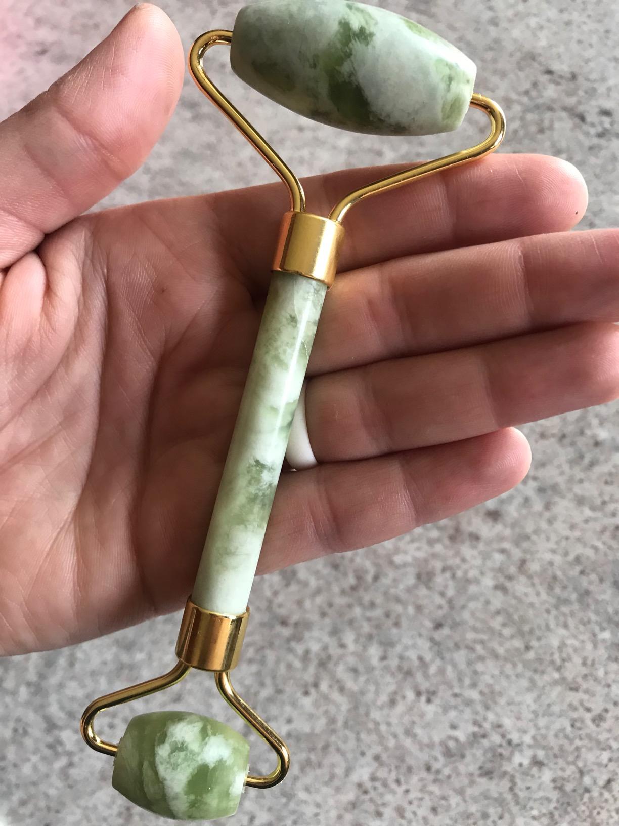 Ysrisny Gua Sha Facial Tools Jade Roller for Face - Facial Massage Tool for Anti Aging Wrinkles and Skin Rejuvenate -100% Natural Jade Stone for Face Eyes (Jade Roller+GUA SHA) customer photo 2