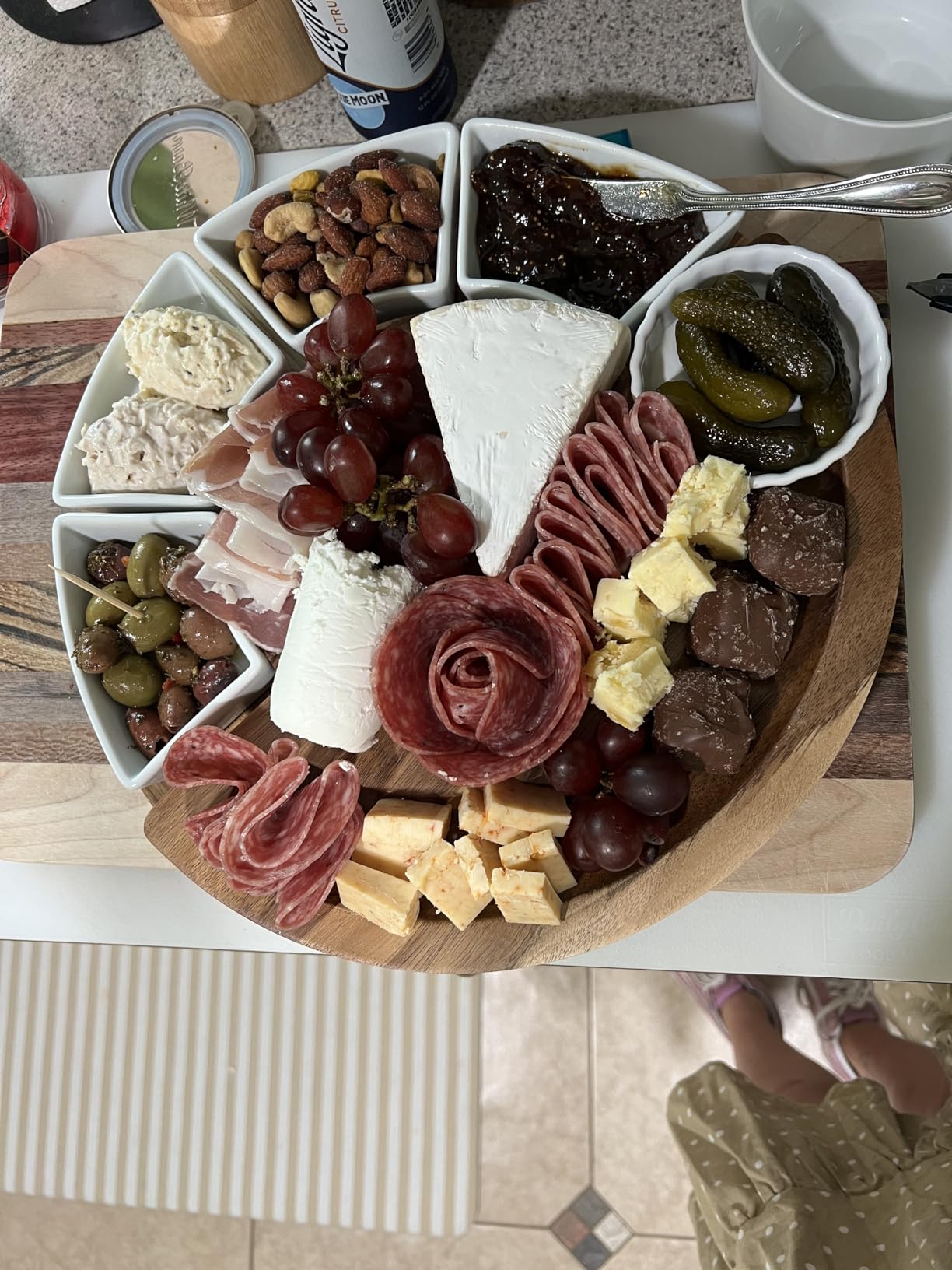 ChefSofi Charcuterie Board Set and Cheese Serving Platter - Made from Acacia Wood - US Patented 13 inch Cheese Board and Knife Set for Entertaining and Serving - 4 Knives and 4 Bowls customer photo 1