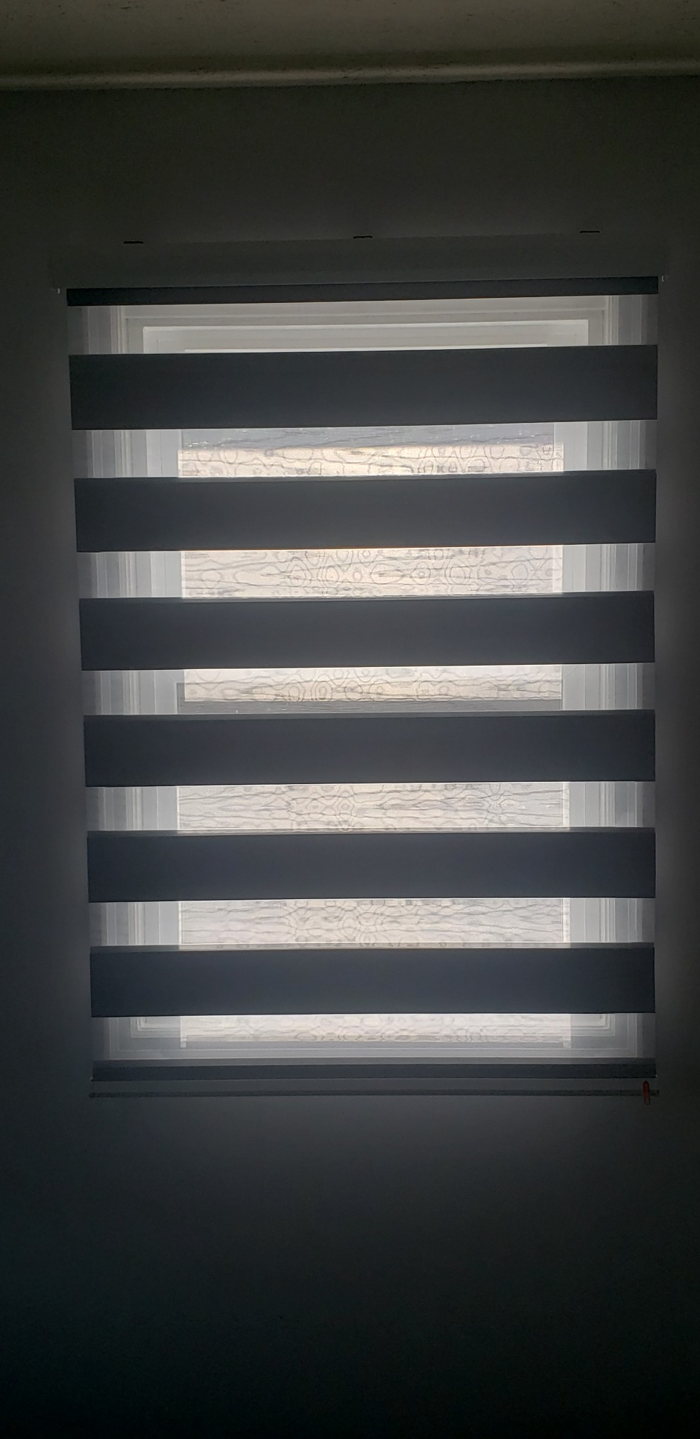 Graywind Motorized Zebra Blinds for Windows, Blackout Smart Blinds with Remote Control, Dual Layer Custom Zebra Shades Work with Alexa, Google Home, Apple Homekit, Classic White customer photo 1
