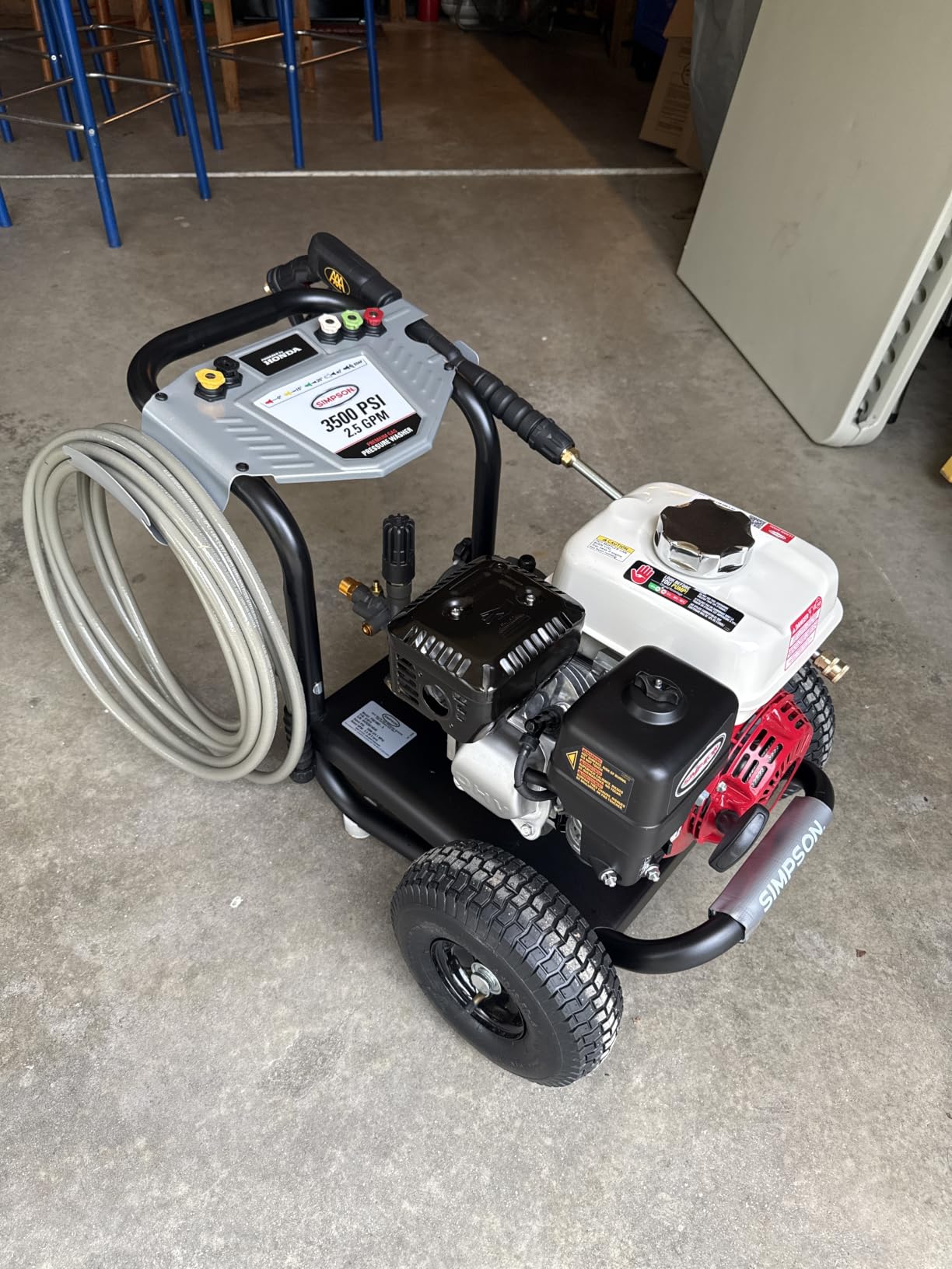 Simpson PowerShot 3500 PSI Gas Pressure Washer, 2.5 GPM, Honda GX200 Engine, AAA Triplex Pump, 25' MorFlex Hose, 49-State PS3228 customer photo 2