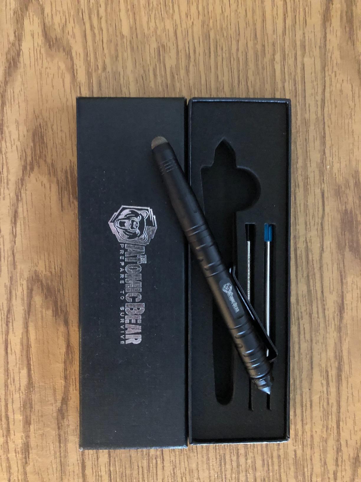 The Atomic Bear Defender Pen with Stylus - Tactical Pen for Self Defense - Emergency Window Breaker - Ballpoint EDC Pens for Tactical Gear - 2 Black & 1 Blue Ink Cartridges customer photo 2