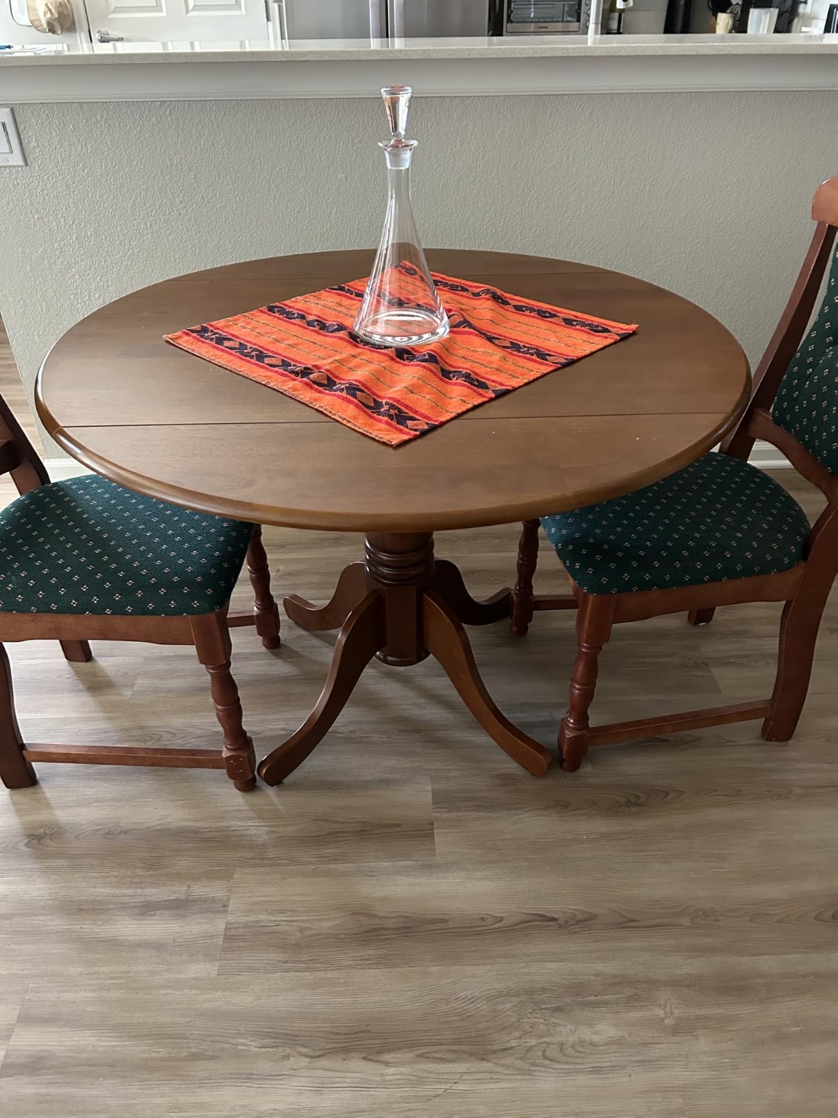 East West Furniture DLT-AWA-TP Dublin Dining Room Table, Round Solid Wood Table Top with Dropleaf & Pedestal Base, 42x42 Inch, Walnut customer photo 2