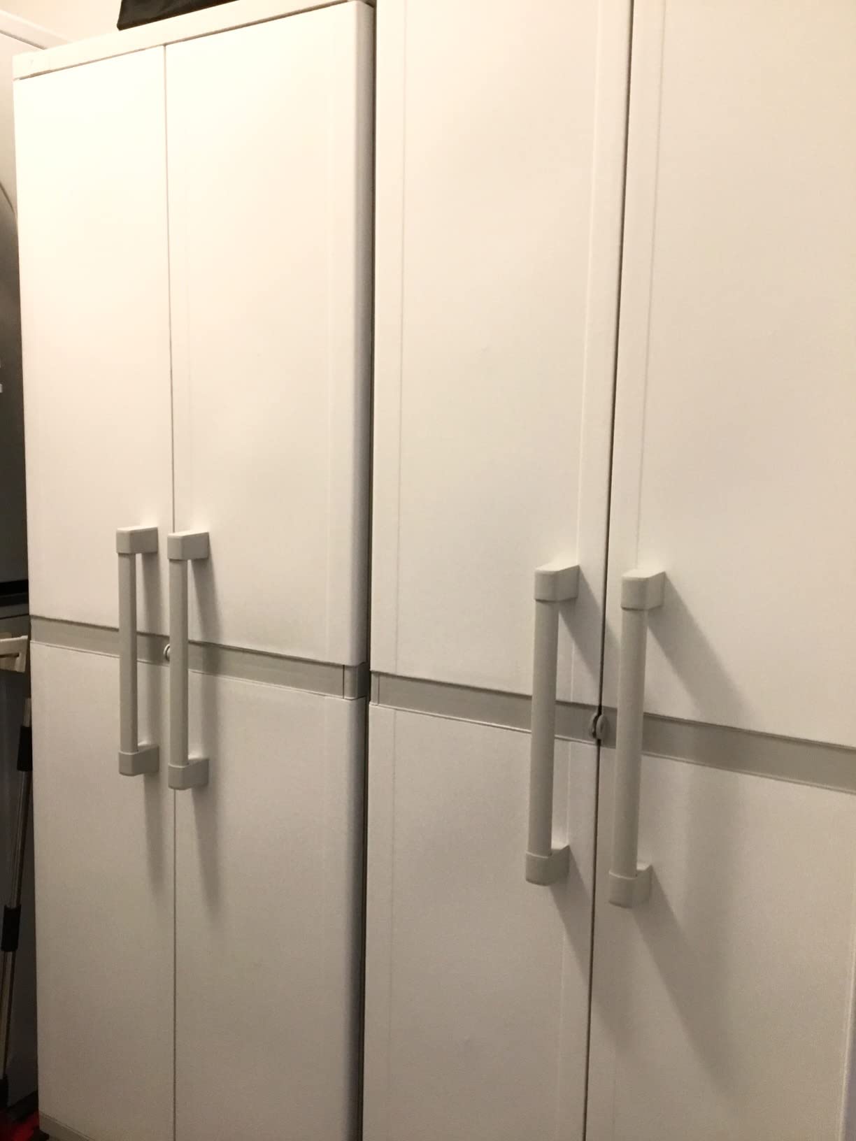 Keter Storage Cabinet with Doors and Shelves for Laundry Room, Garage, Bathroom Accessories, Closet and Home Organization, White & Grey customer photo 1
