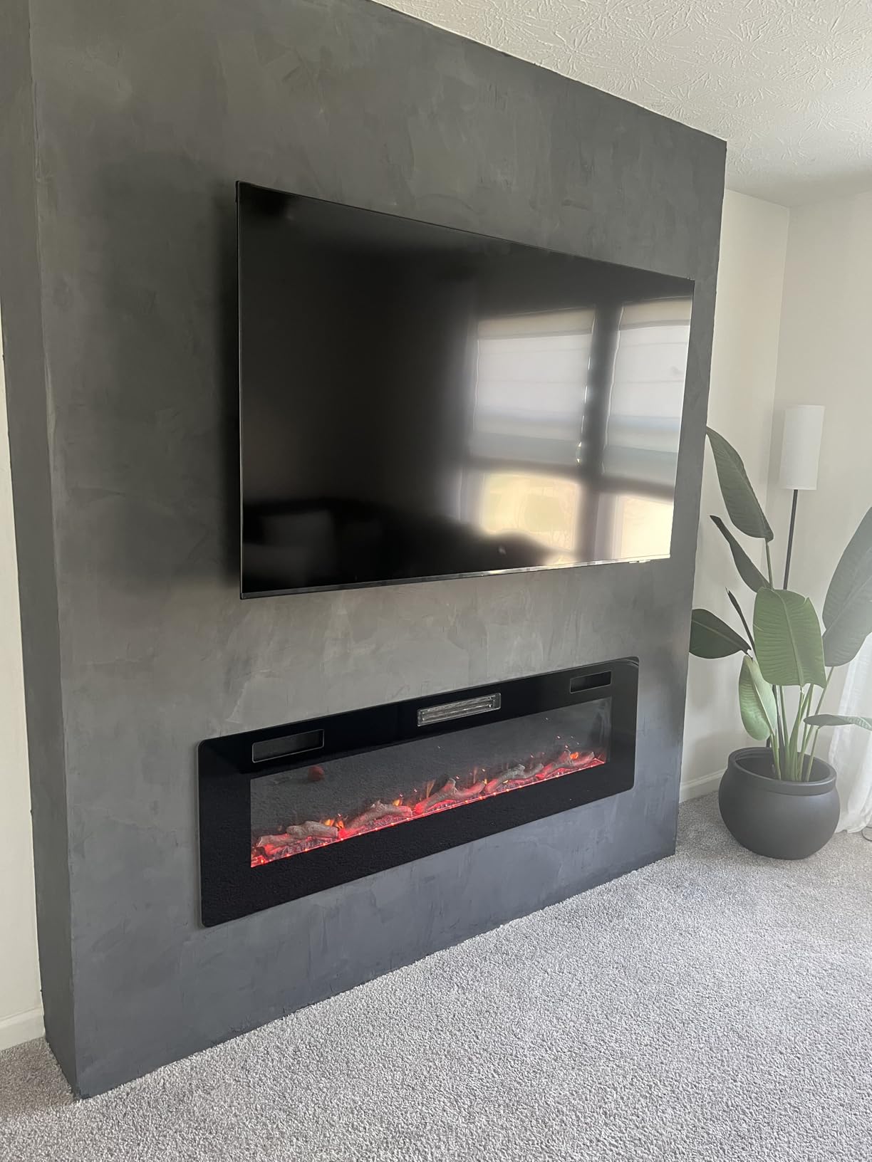 Xbeauty 50 inch Wall Mounted Recessed Electric Fireplace Insert, Ultra-Thin Lightweight LED Flush Mount Linear Fireplace Heater, Fit 2x4&2x6 Stud w/Touch Screen,Remote Control,750W-1500W,Black customer photo 2