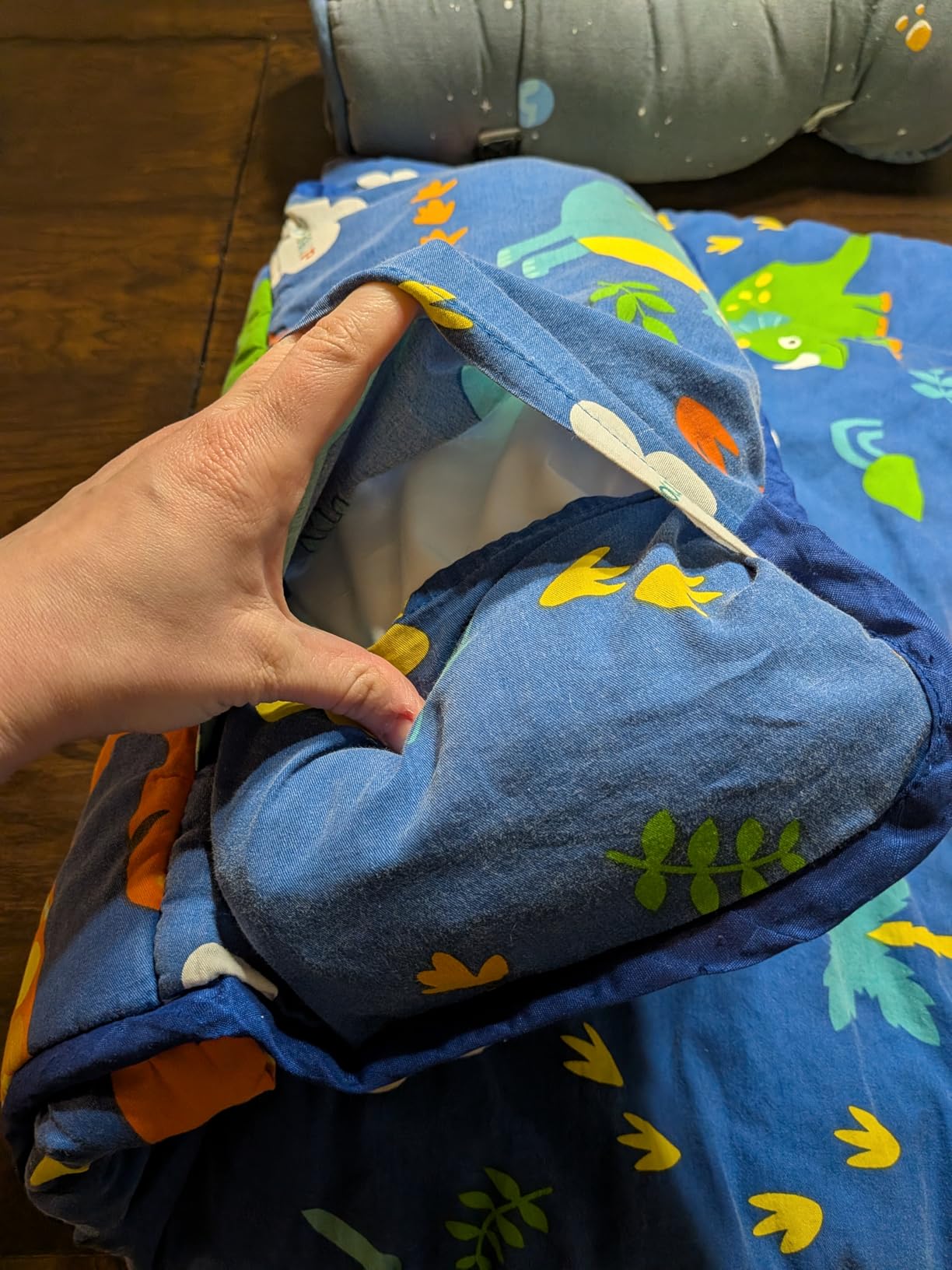 Wake In Cloud - Toddler Nap Mat with Pillow and Blanket, 100% Cotton Fabric, for Kids Boys Ages 3 Plus in Daycare Kindergarten Preschool, Roll Up Sleeping Bag, Cute Dinosaurs customer photo 1