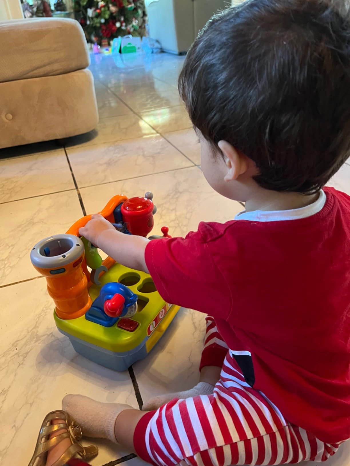 Toys for 1 Year Old Boy, Musical Toy Tool Bench, 1 2 3 Years old Boy Gifts | Montessori Toys with Sound Lights Effect, Shape Sorter, Engineer Pretend Play Workbench customer photo 2