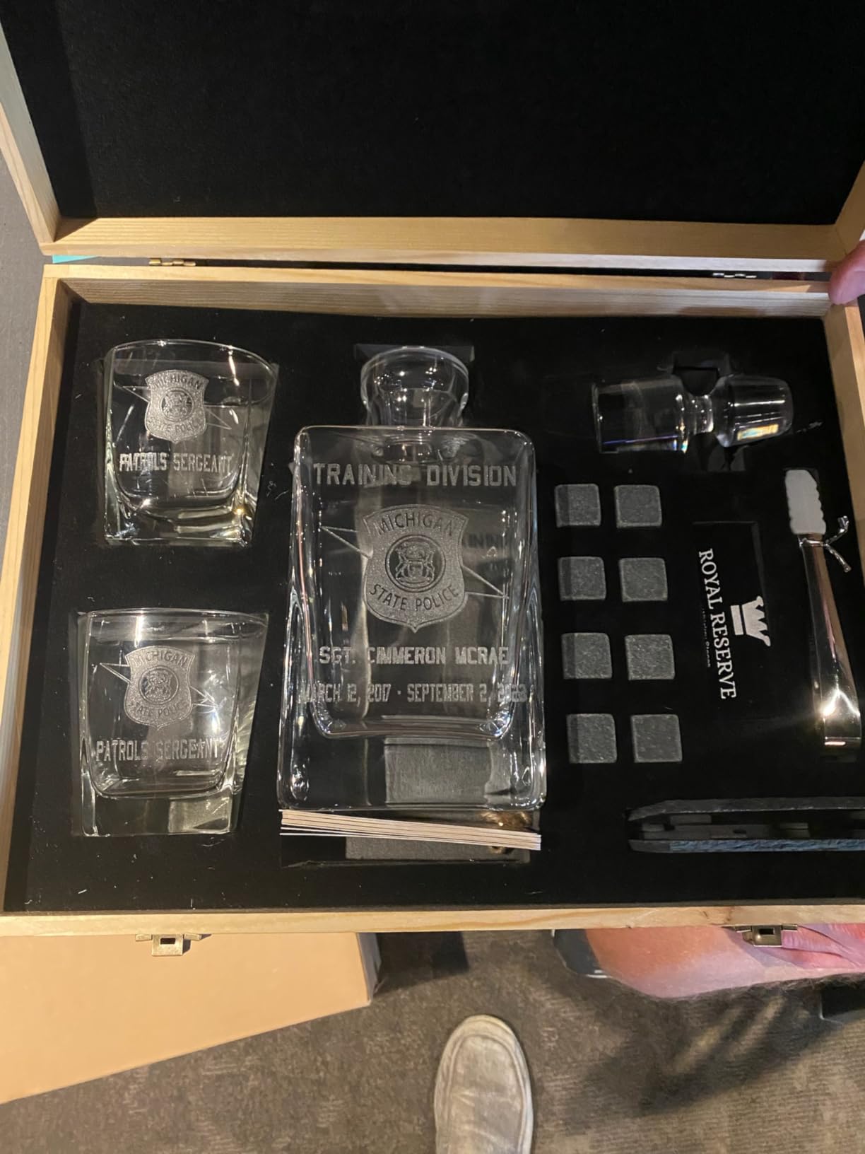 Whiskey Decanter Set for Men, Bourbon Decanter 24 oz with Glasses | Complete Gift with Chilling Stones, Coasters & Tongs - Liquor Gift for Husband, Dad & Boyfriend customer photo 2