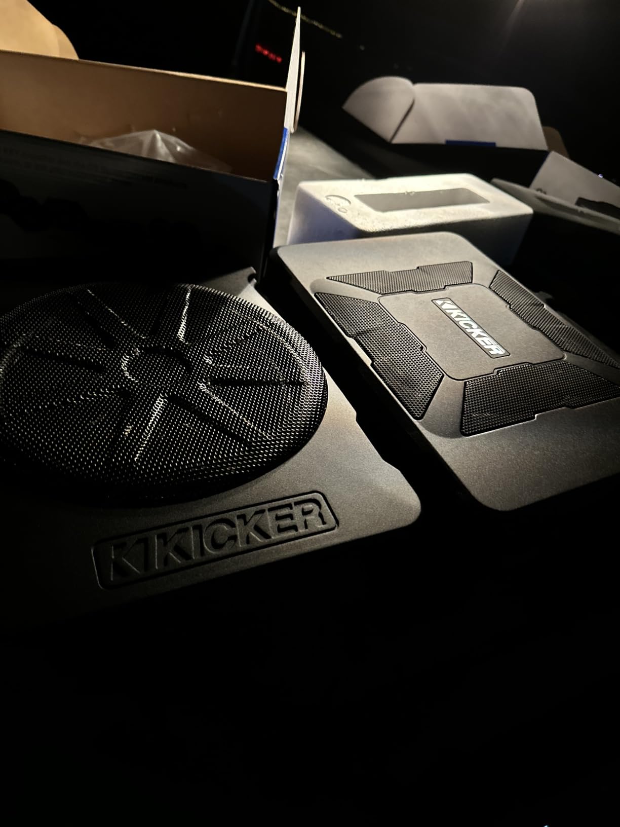 KICKER 46HS10 Hideaway Compact Powered Subwoofer, 10-Inch | Built-in amplifier with wiring harness, slim low-profile bass for tight cabs, quick-disconnect install, 10 inch size customer photo 1