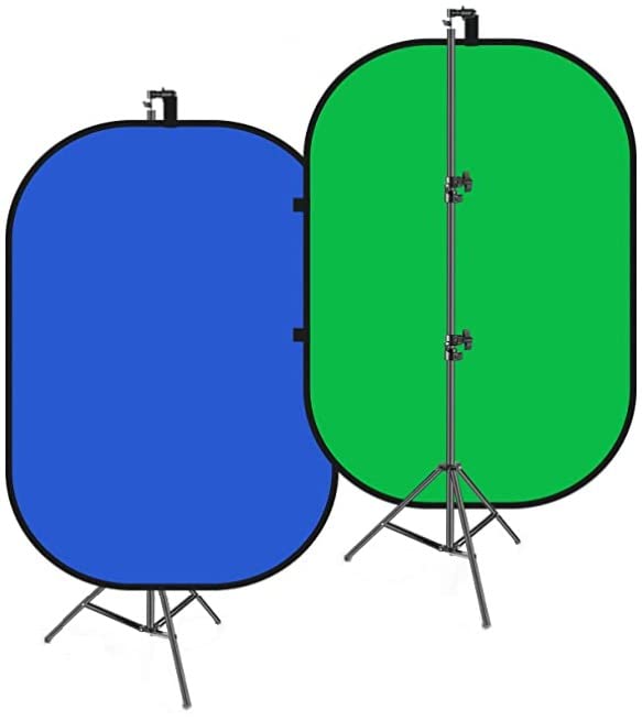 NEEWER 5x7ft/1.5x2m Chromakey Foldable Backdrop with Stand 8.5ft/2.6m | 2 in 1 Reversible Blue Green Background Panel, for Photography Studio, Live Streaming, Video Calls, Games customer photo 2