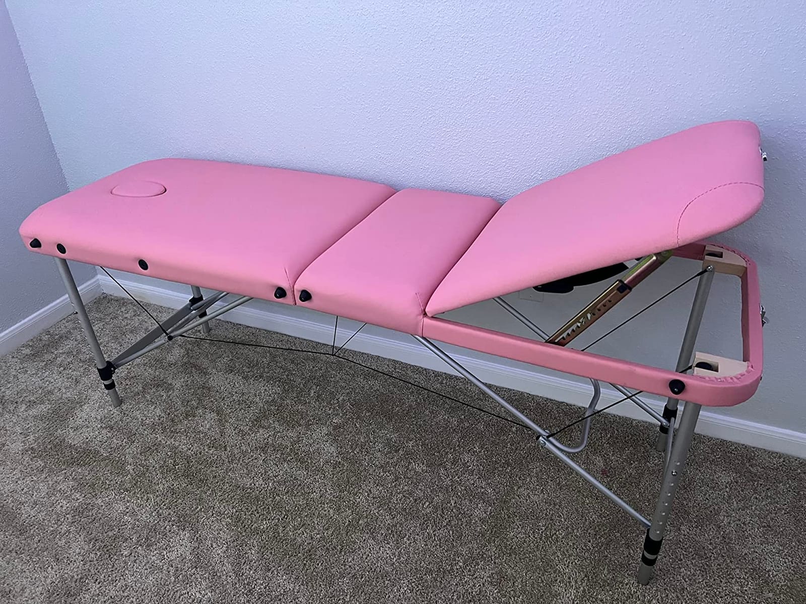 Yaheetech Portable Folding Massage Table Adjustable Lash Tattoo Bed Black, 28in Wide, Foam-Padded PVC Leather on a Heavy-Duty Aluminum Frame, Folds for Transport and Adjustable for Salon or Home Use customer photo 1