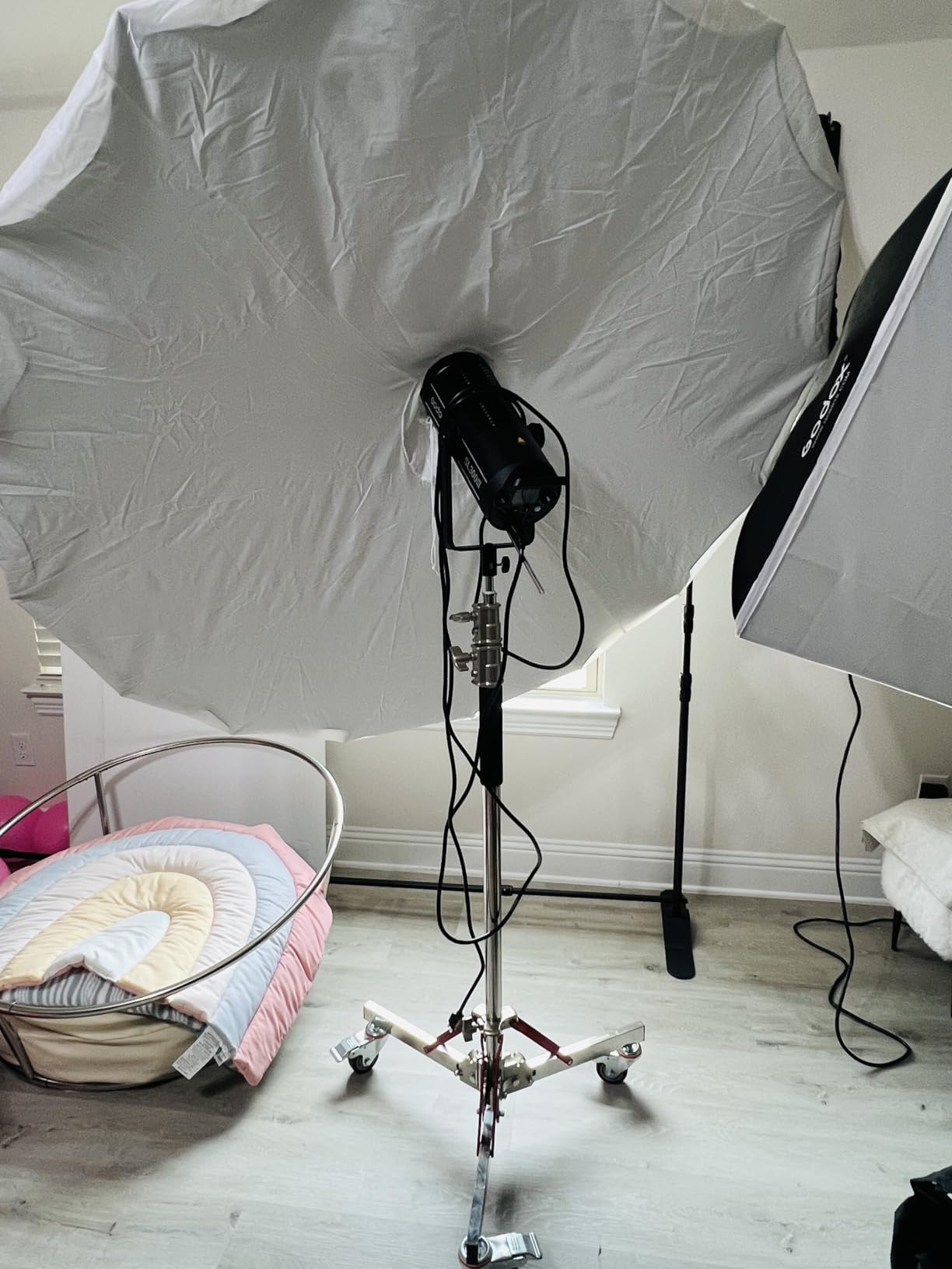 NEEWER Heavy Duty Light Stand with Casters, 100% Stainless Steel Tripod | Adjustable, Photography Wheeled Base Stand, for Studio Softbox, Monolight, Reflector, Max Height: 10ft/305cm customer photo 1
