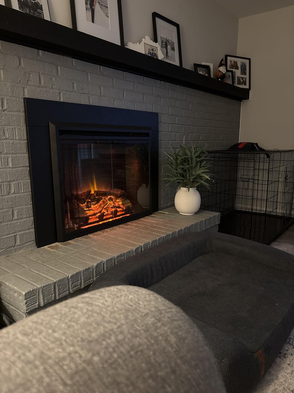 PuraFlame Klaus Electric Fireplace Insert with Fire Crackling Sound, Glass Door and Mesh Screen, 750/1500W, Black, 33 1/16 Inches Wide, 25 9/16 Inches High customer photo 1