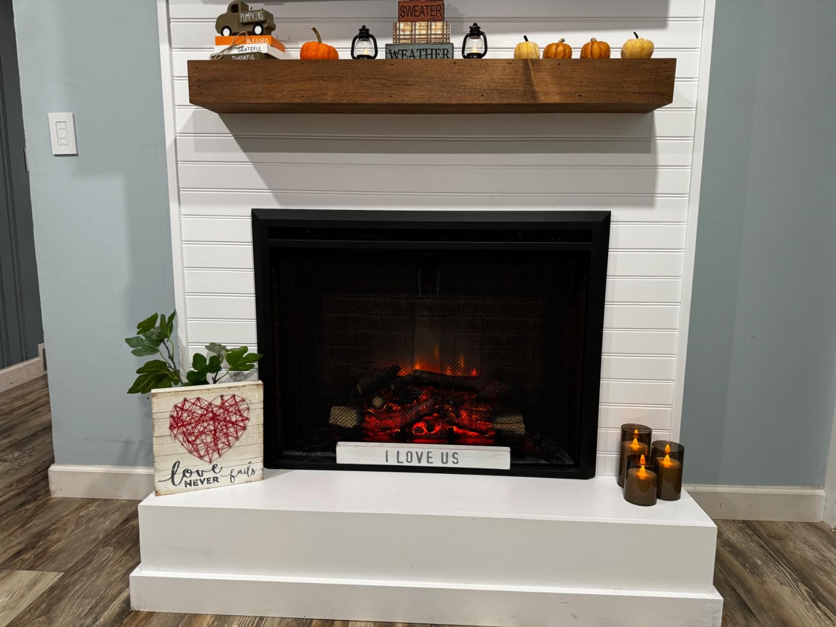 PuraFlame Klaus Electric Fireplace Insert with Fire Crackling Sound, Glass Door and Mesh Screen, 750/1500W, Black, 33 1/16 Inches Wide, 25 9/16 Inches High customer photo 2