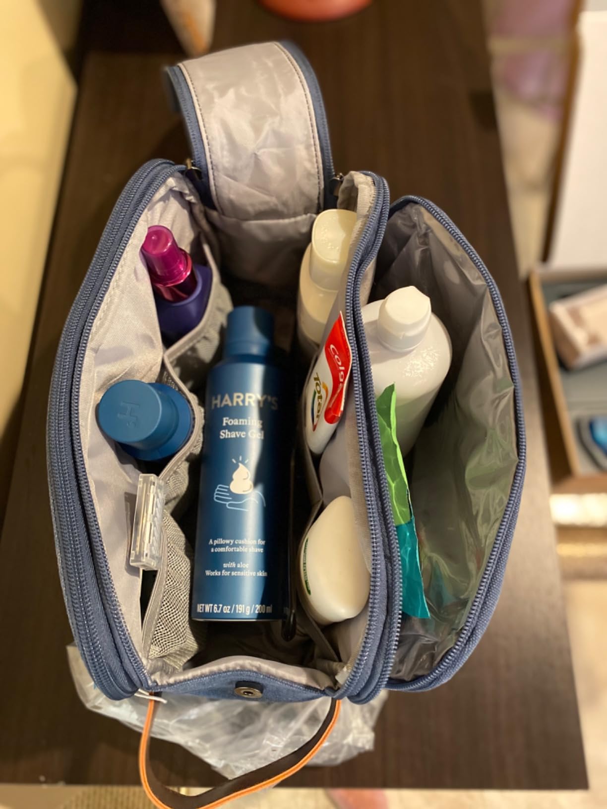 BAGSMART Toiletry Bag for Men, Canvas Travel Toiletry Organizer Dopp Kit Water-resistant Shaving Bag for Toiletries Accessories, Grey-Medium customer photo 2
