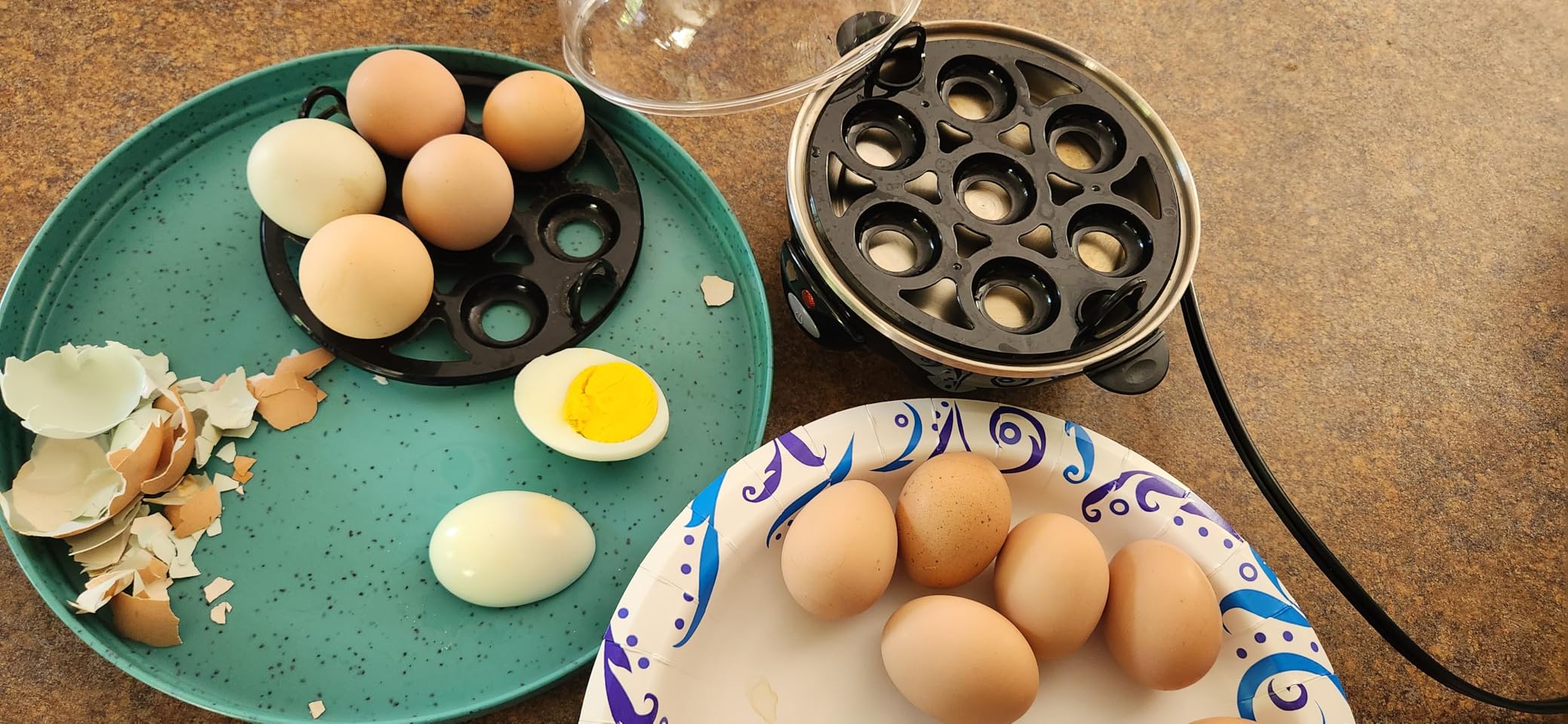 Hamilton Beach 3-in-1 Electric Hard Boiled Egg Cooker | Soft, Medium Or Hard Boiled Eggs | Egg Poacher | Omelet Maker | Vegetable Steamer | Holds 14 Eggs | Black | 25508G customer photo 1