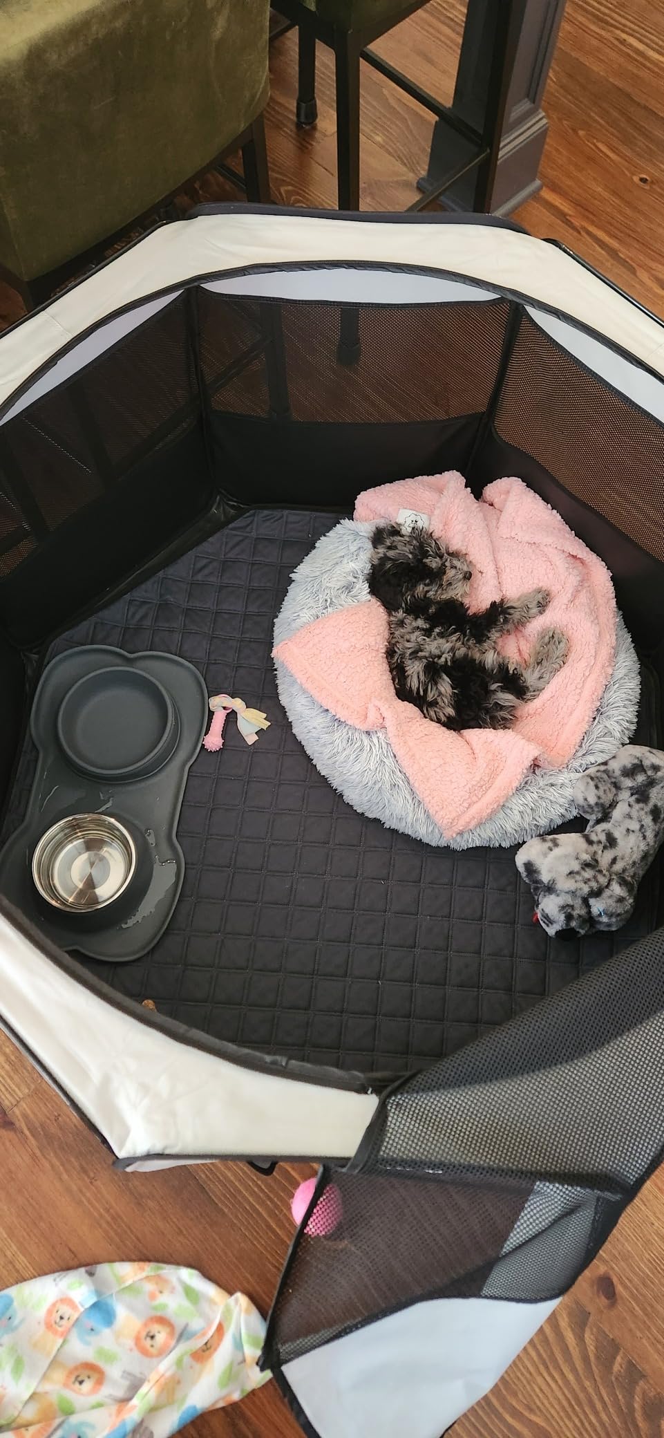 Akinerri Portable Dog Playpen, Foldable Pet Play Pen for Puppy Cat, Black, Pop-Up Dog Playpens Indoor & Outdoor, Waterproof Dog Kennel Cage, Removable Top, Travel Camping Playpen, Large customer photo 2
