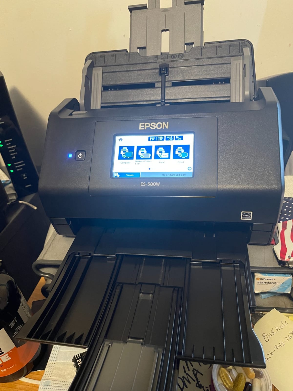 Epson Workforce ES-580W Wireless Color Duplex Desktop Document Scanner | For Computers including PC and Mac 100 Sheet ADF 4.3 in Touchscreen Black customer photo 2