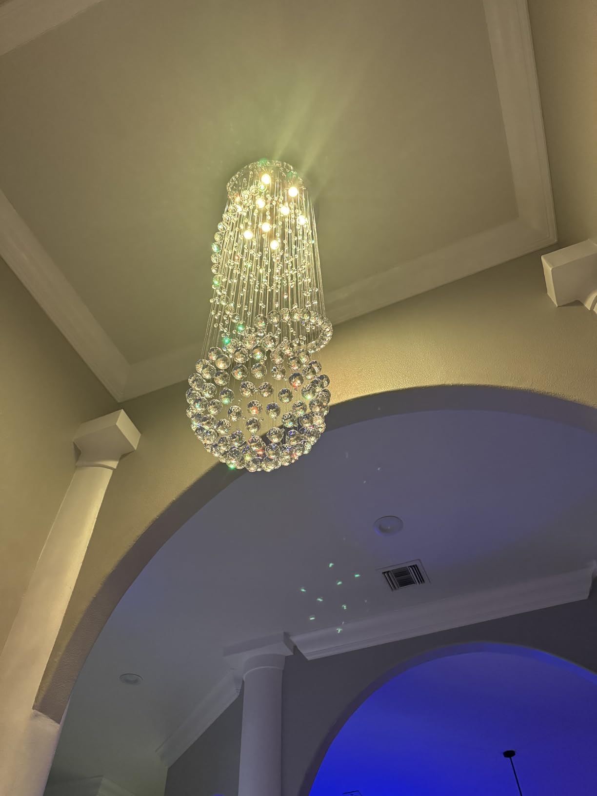 Luxury Large Foyer Chandelier, Modern 12-Lights Round Raindrop Crystal Chandeliers High Ceiling Flush Mount Light Fixtures customer photo 1