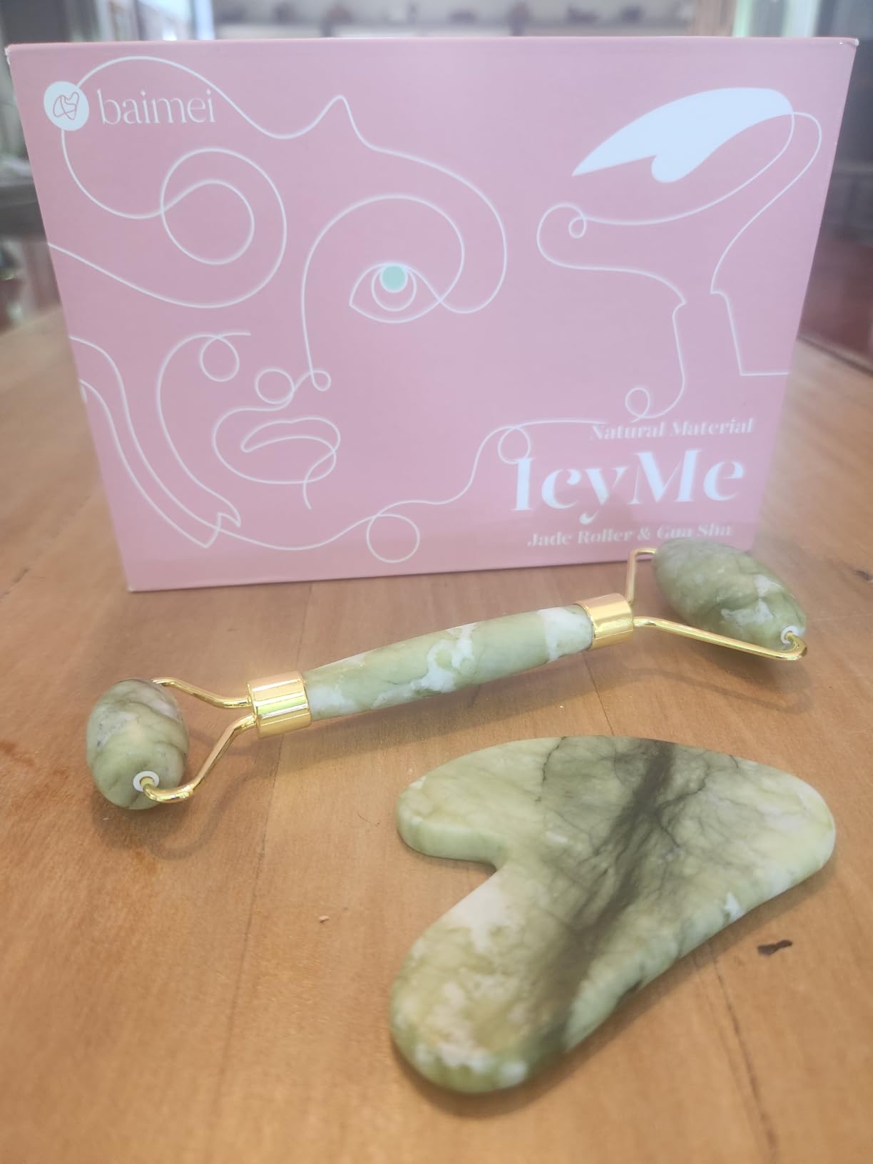 BAIMEI IcyMe Gua Sha & Jade Roller Set for Facial Sculpting and Relaxation customer photo 2