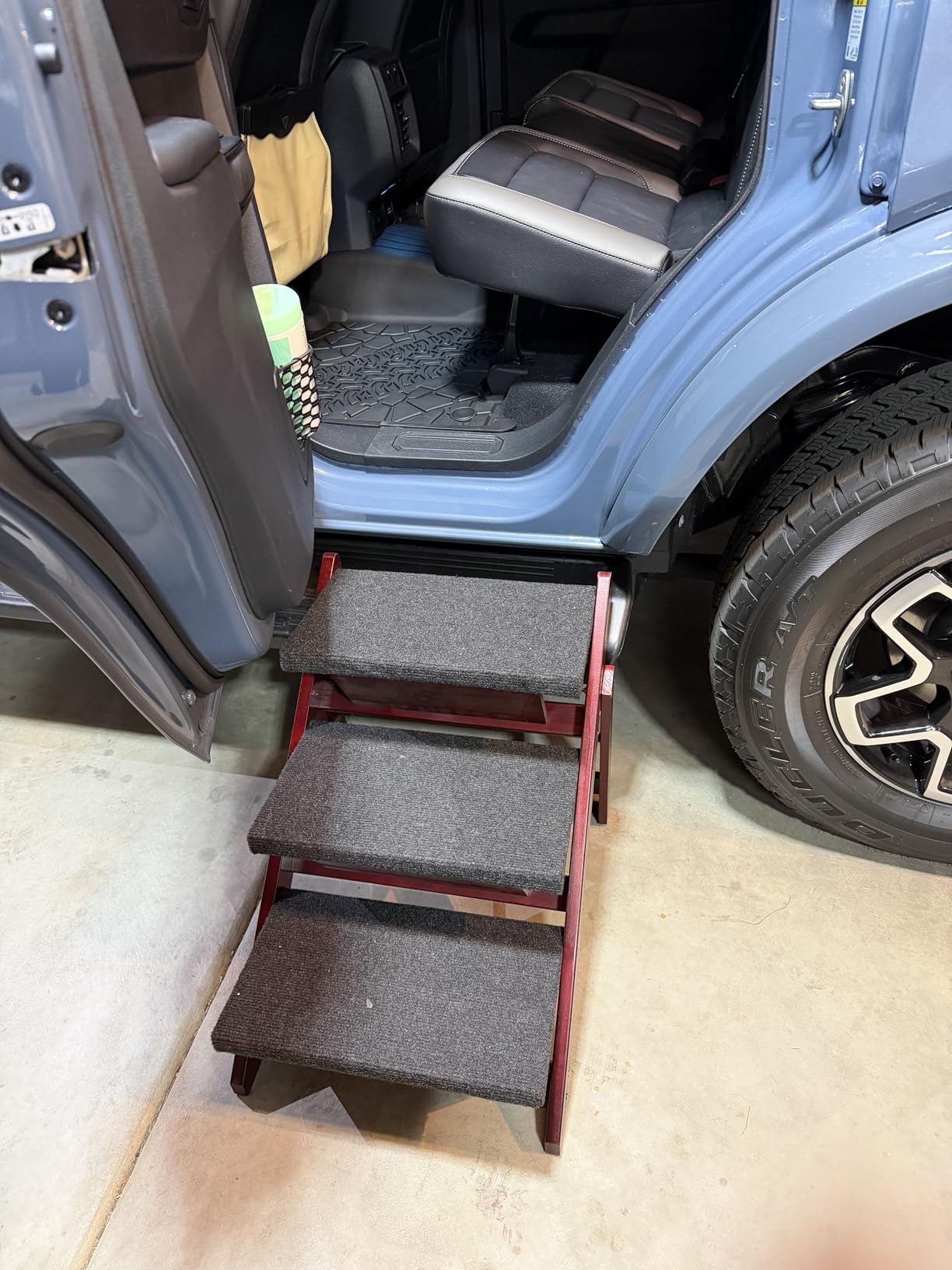 MEWANG Wooden Pet Stairs/Pet Steps - 3-in-1 Foldable Stairs & Ramp for Tall Beds and Cars - Portable Dog/Cat Ladder Up to 220 Pounds customer photo 2