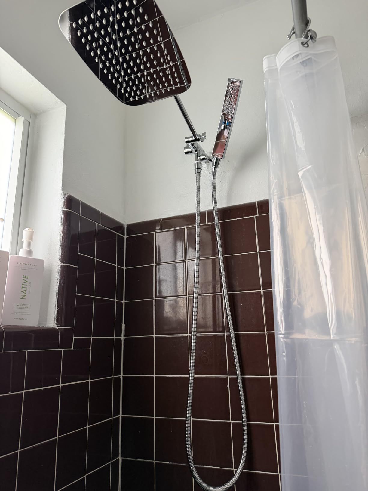 G-Promise All Metal 8 Inch Dual Square Shower Head with Handheld Spray Combo, Rain Shower Head, Adjustable Extension Arm, Smooth 3-Way Diverter, 71 Inch Extra Long Hose - A Bathroom Upgrade (Chrome) customer photo 2