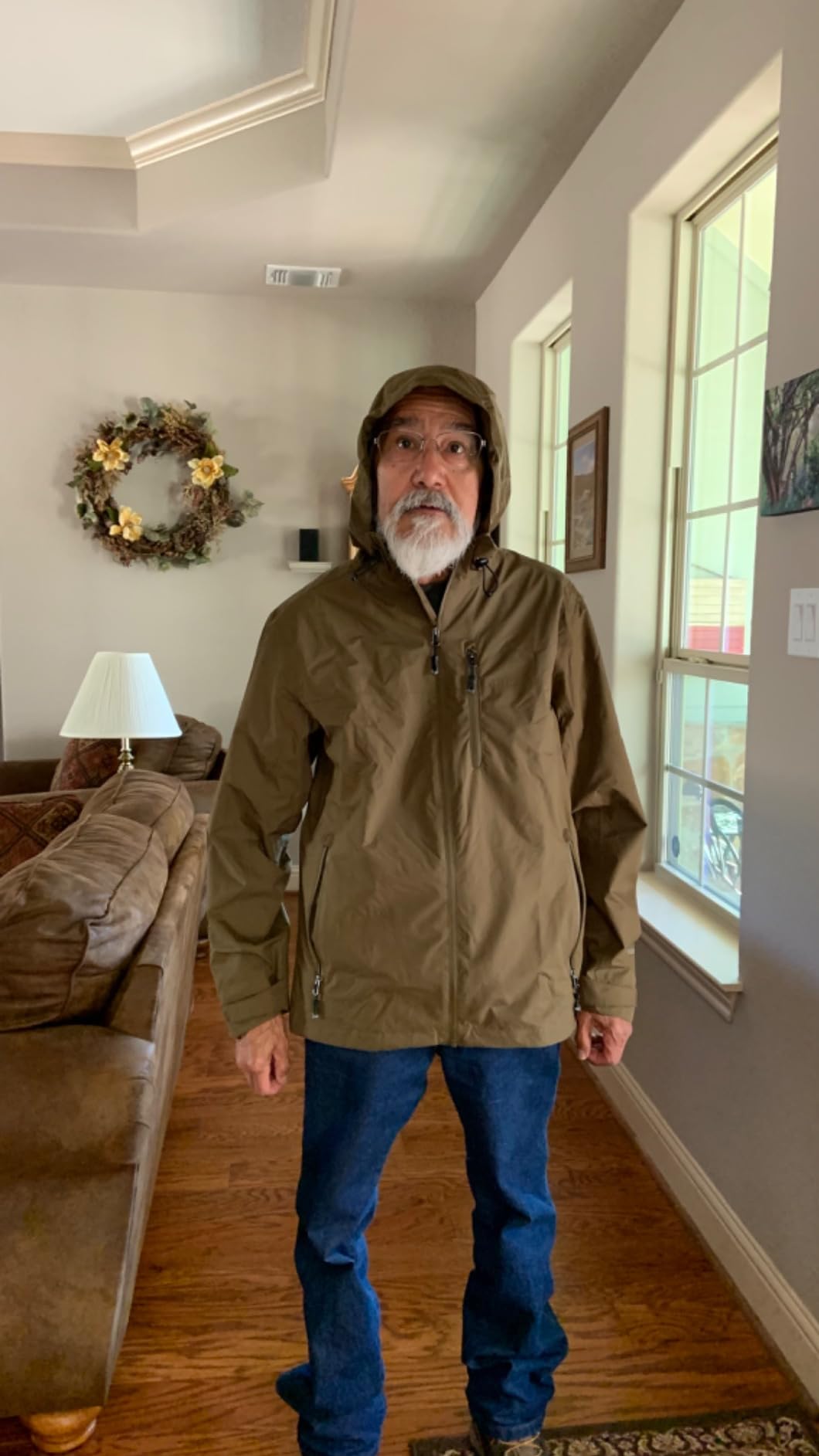 33,000ft Men's Packable Rain Jacket Waterproof Raincoat with Hood | Lightweight, Breathable, Rain Shell, Windproof, Mesh lining, Underarm vents, Zipper Pockets, Cycling, Hiking, Golf customer photo 2