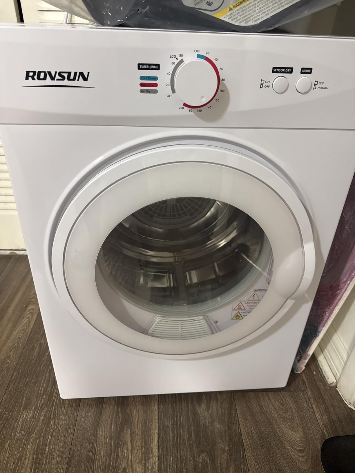 ROVSUN 110V Portable Clothes Dryer, High End Laundry Front Load Tumble Dryer Machine with Stainless Steel Tub & Simple Control Knob for Apartment, Dorm-850W, White customer photo 1