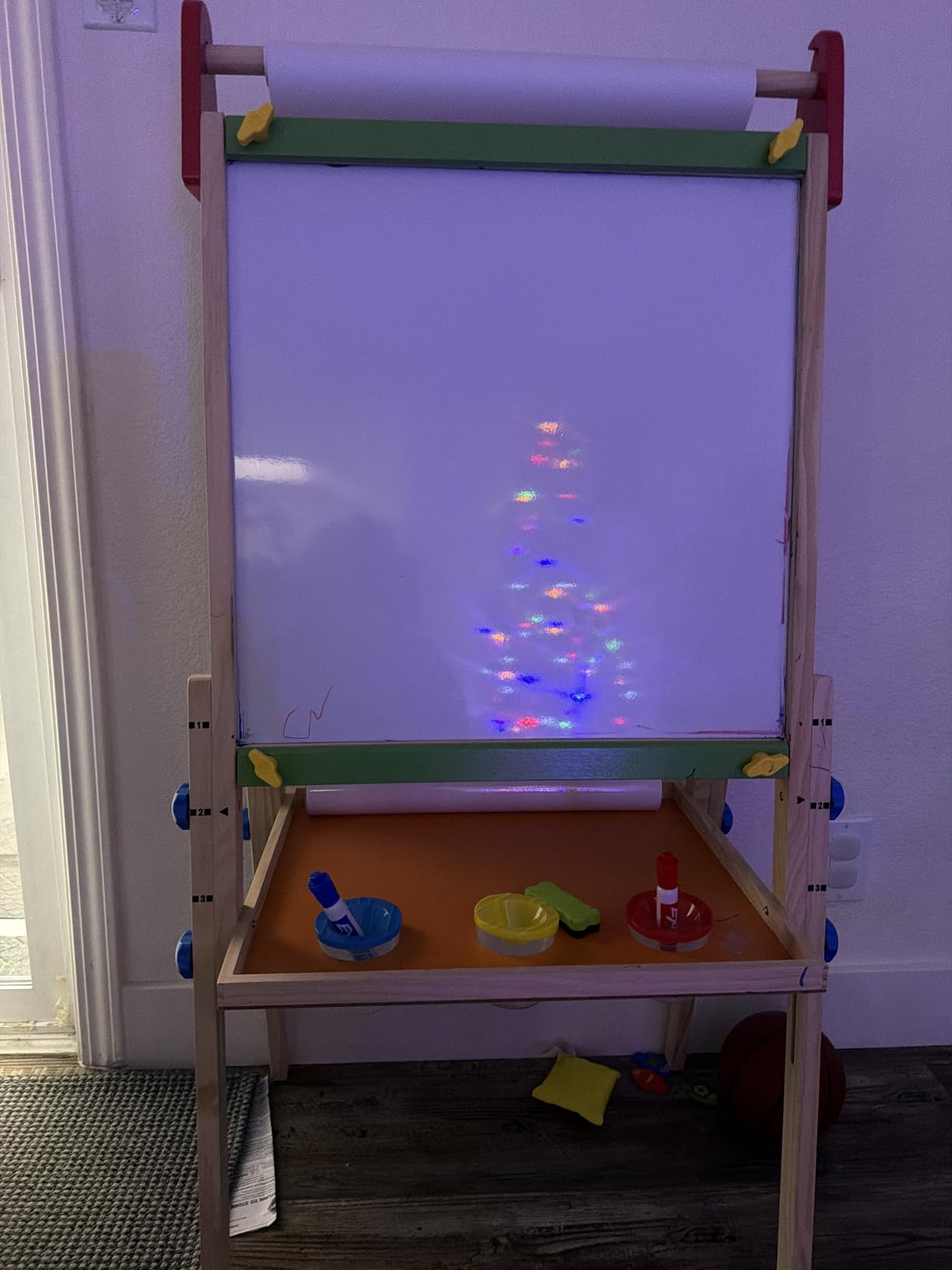 Tiny Land Wooden Easel for Kids, Art Easel with Chalkboard & Whiteboard | Sturdy solid pine frame, 2 drawing paper rolls, Double-sided board, 3 adjustable heights, Art Learning Toy for Ages 3-12 customer photo 1