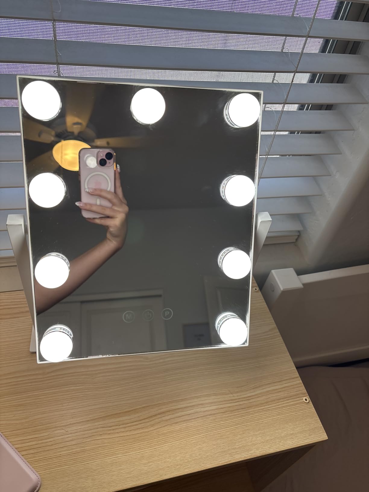 Kotdning Vanity Mirror with Lights,Lighted Vanity Mirror with 9 Dimmable Bulbs for Dressing Room & Bedroom,3 Color Lighting,Modes Detachable 10x Magnification 360°Ratation(White) 12