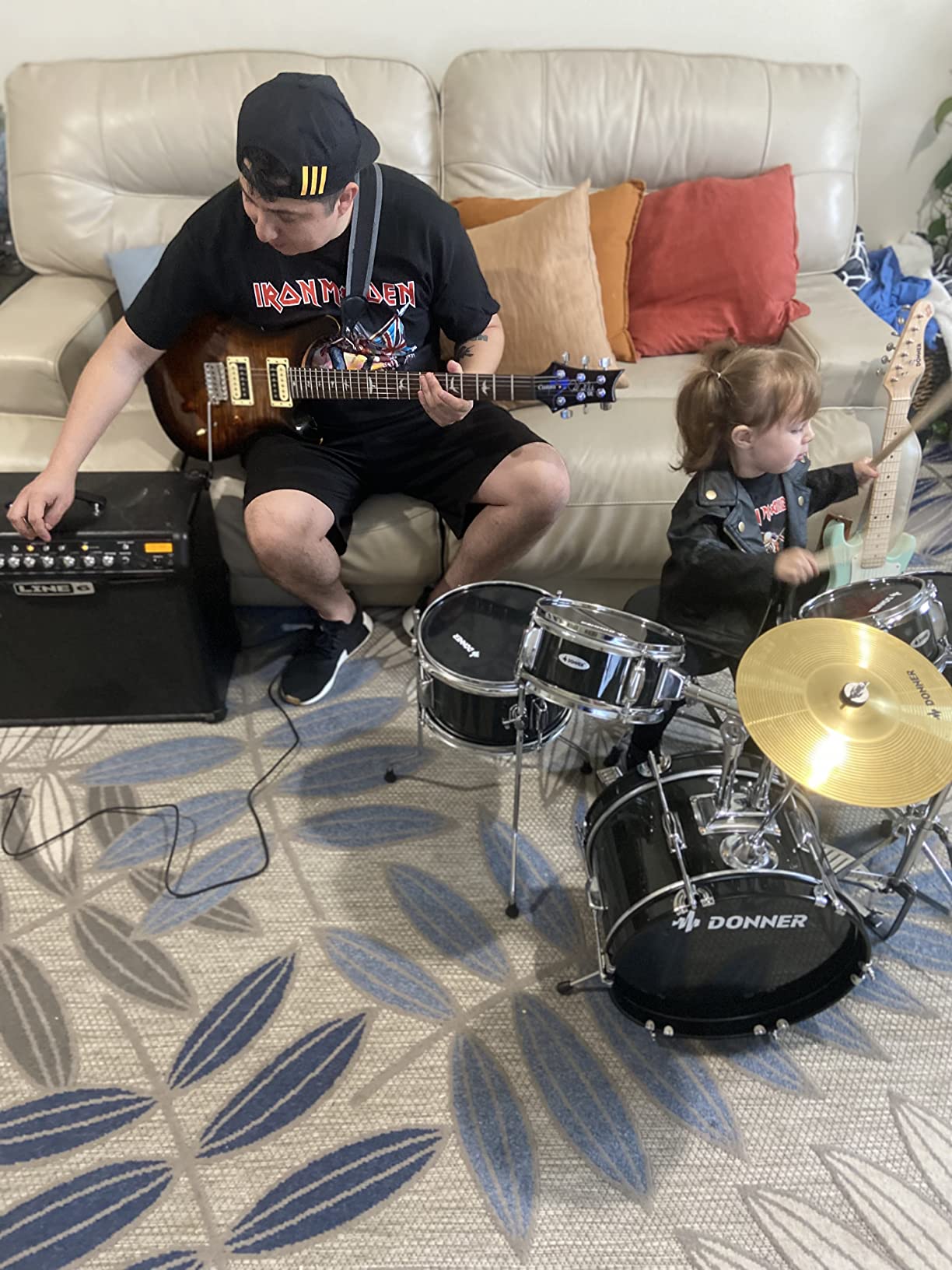 Kids Drum Sets-Donner 5-Piece for Beginners, 14 inch Junior Drum Kit, with Adjustable Throne, Cymbal, Hi-Hat, Pedal & Drumstick, Present for Child-Blue customer photo 1