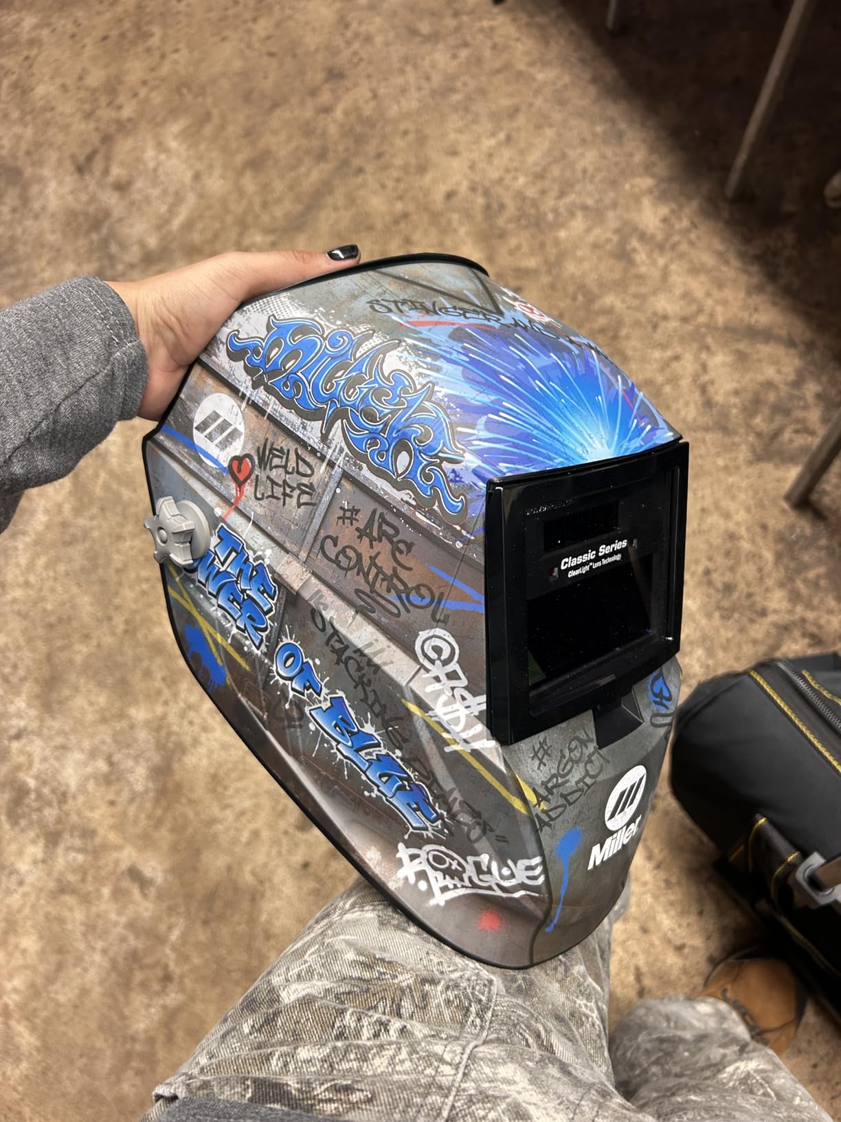 Miller Classic Series Welding Helmet, ClearLight, Shade 8-13, Black | For the value-minded welder; TIG/MIG; variable shade 8-13; HD optics; comfortable headgear customer photo 2