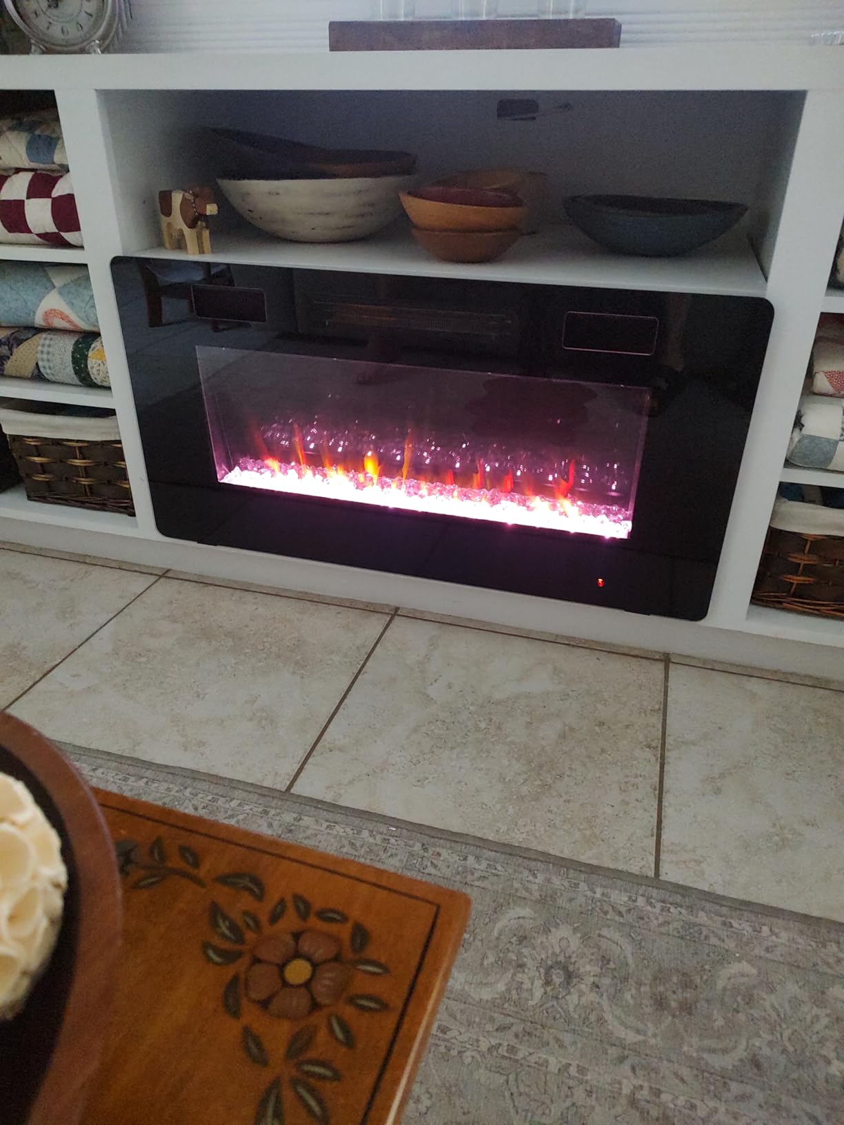 Electactic 36 Inch Electric Fireplace Insert Ultra-Thin - Recessed & Wall-Mounted Fireplace Heater with Thermostat, Adjustable Flame, Remote Control - Linear with Timer, Touch Screen, 750/1500W customer photo 2