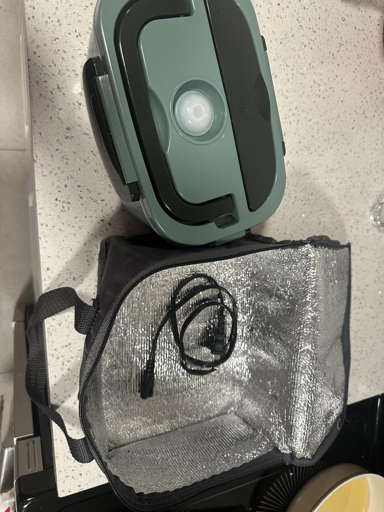 Vabaso Electric Lunch Box for Adults, 80W Heated Lunch Box Portable Food Warmer Lunch Box for Work/Men/Car/Truck with 1.5L 304 Stainless Steel Container Fork & Spoon, 110V/12V/24V customer photo 1