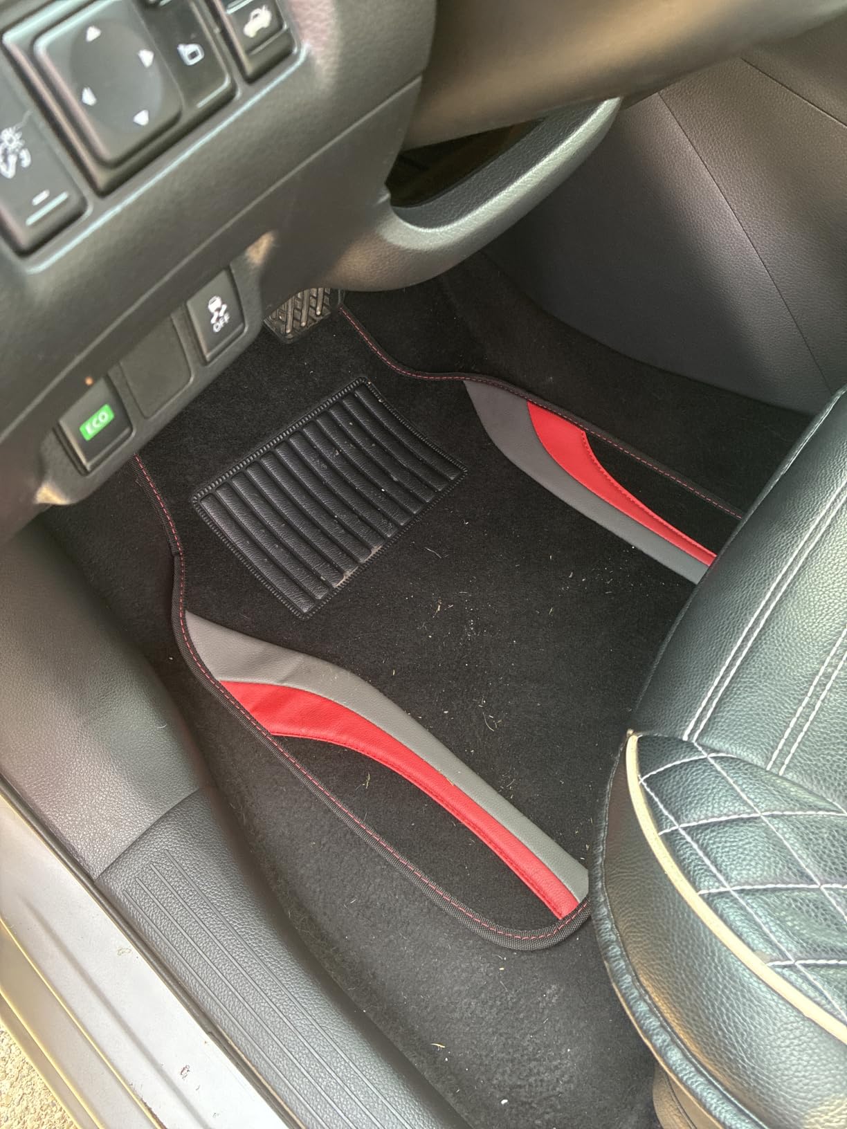 CAR PASS Leather Waterproof Sporty Car Floor Mats Carpet,Universal Automotive Floor Mat Fit for Sedans, Cars, Mid Trucks, Vans, SUV, Set of 4 (Black and Gray) customer photo 1