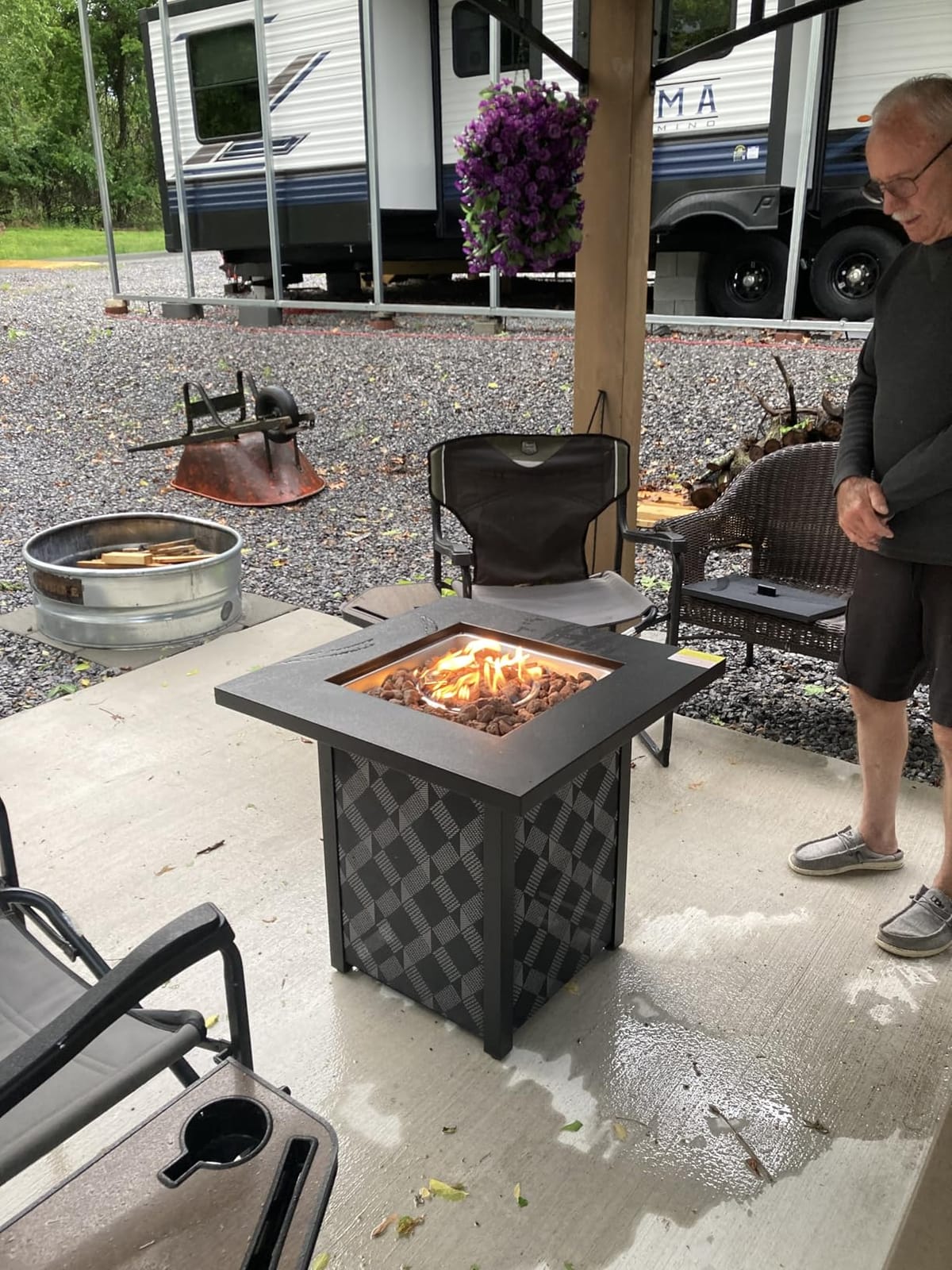 Ciays 28 Inch Propane Fire Pit CSA-Listed Outdoor Fire Pit Table, 50,000 BTU Steel Gas Fire Pits with Lid and Lava Rock, Add Warmth and Ambiance to Parties On Patio Deck Garden, Black, CIFPT3-N1 customer photo 2