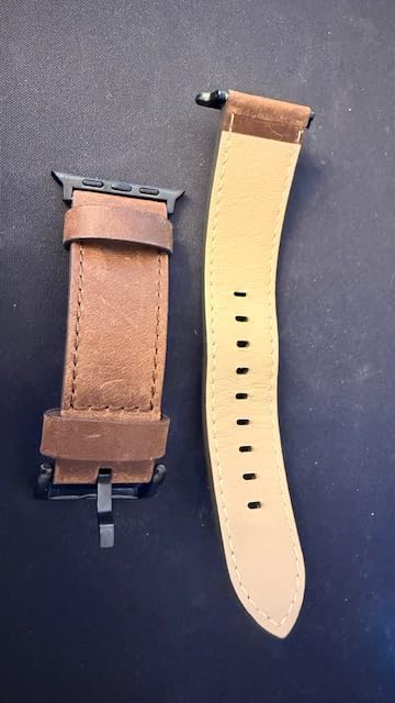 EDIMENS Leather Bands Compatible with Apple Watch 46mm 45mm 44mm 42mm(Series 1 2 3) Band Men Women, Vintage Genuine Leather Wristband Replacement Band Compatible for Apple Watch iwatch Series 10 9 8 7 6 5 4 SE customer photo 1