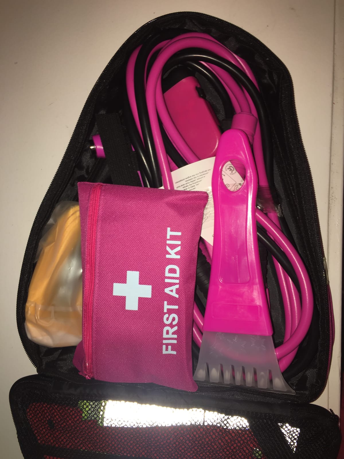 THINKWORK Car Emergency Kit for Teen Girl and Lady's Gifts, Pink Emergency Roadside Assistance kit with Digital Air Compressor, 10FT Jumper, First Aid Kit, and More Ideal Pink Car Accessories Tool -E7 customer photo 2