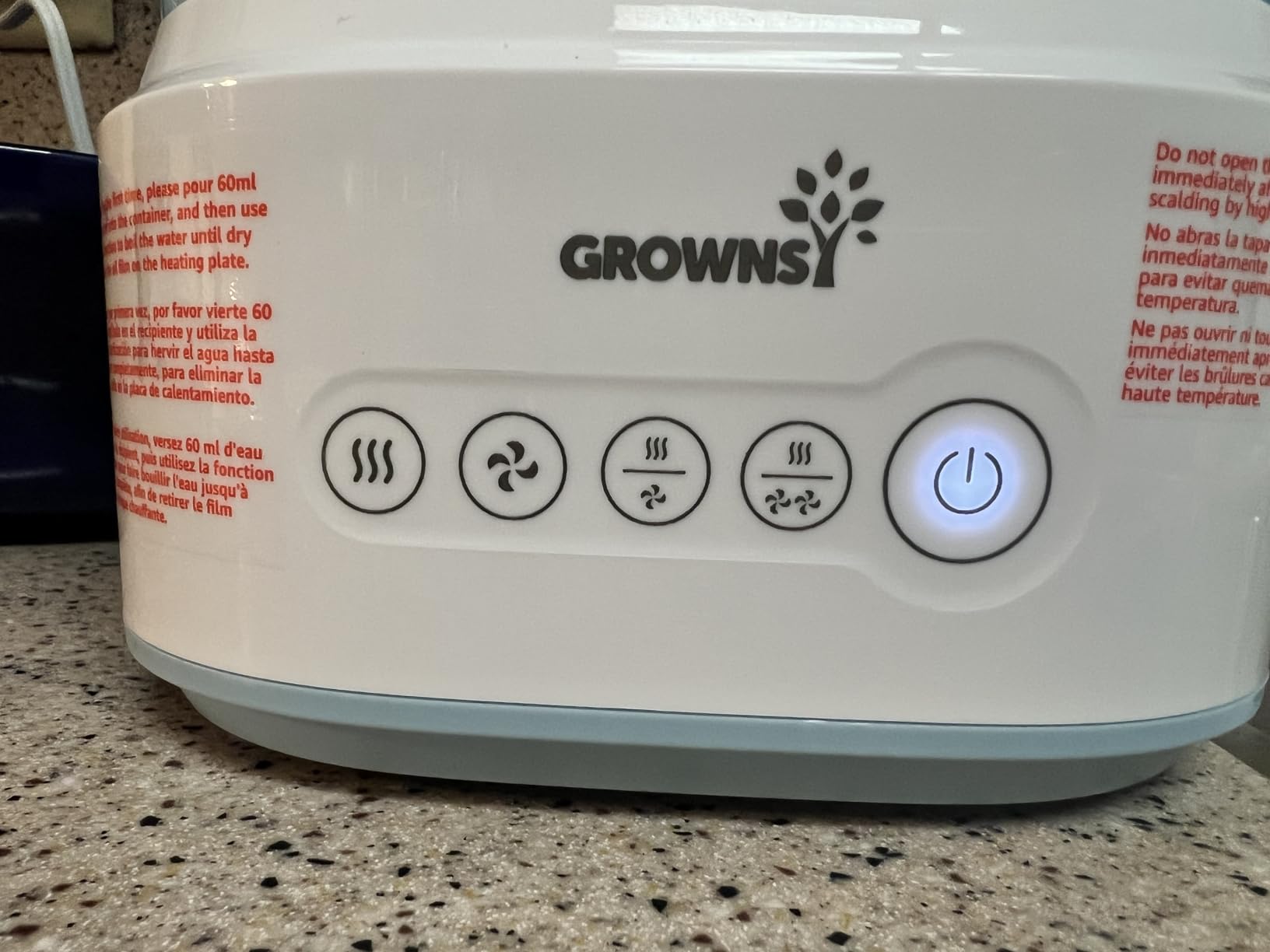 Grownsy Compact Baby Bottle Sterilizer and Dryer with Fast Sanitization | Time Saving, Holds 5 Bottles & Pump Parts, 3 Modular Modes, Easy Operation, Sterile Storage for Home & Travel Use, Grey customer photo 2
