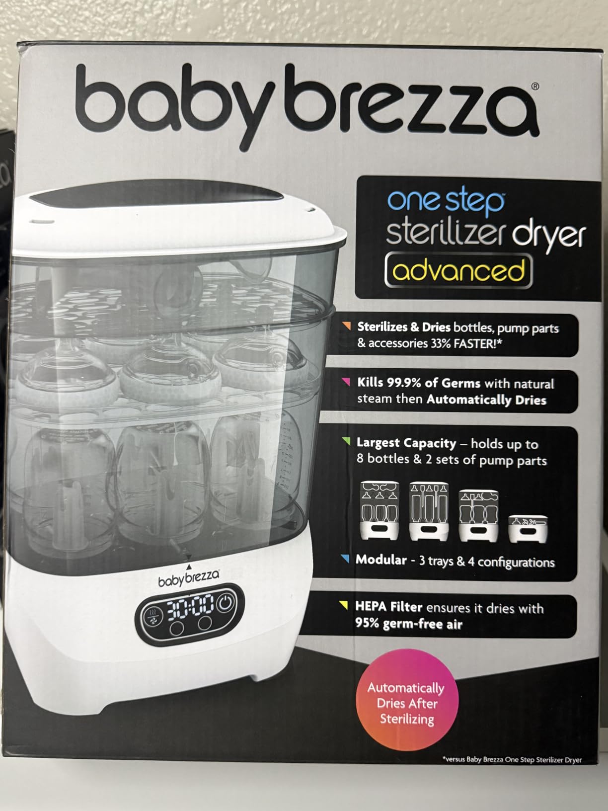 Baby Brezza Bottle Sterilizer and Dryer Advanced - Largest Capacity | 33% Faster Cycle Time - Universal Sterilization Machine for All Bottles + Pump Parts - Steam Sanitizer - HEPA Air Filter customer photo 1