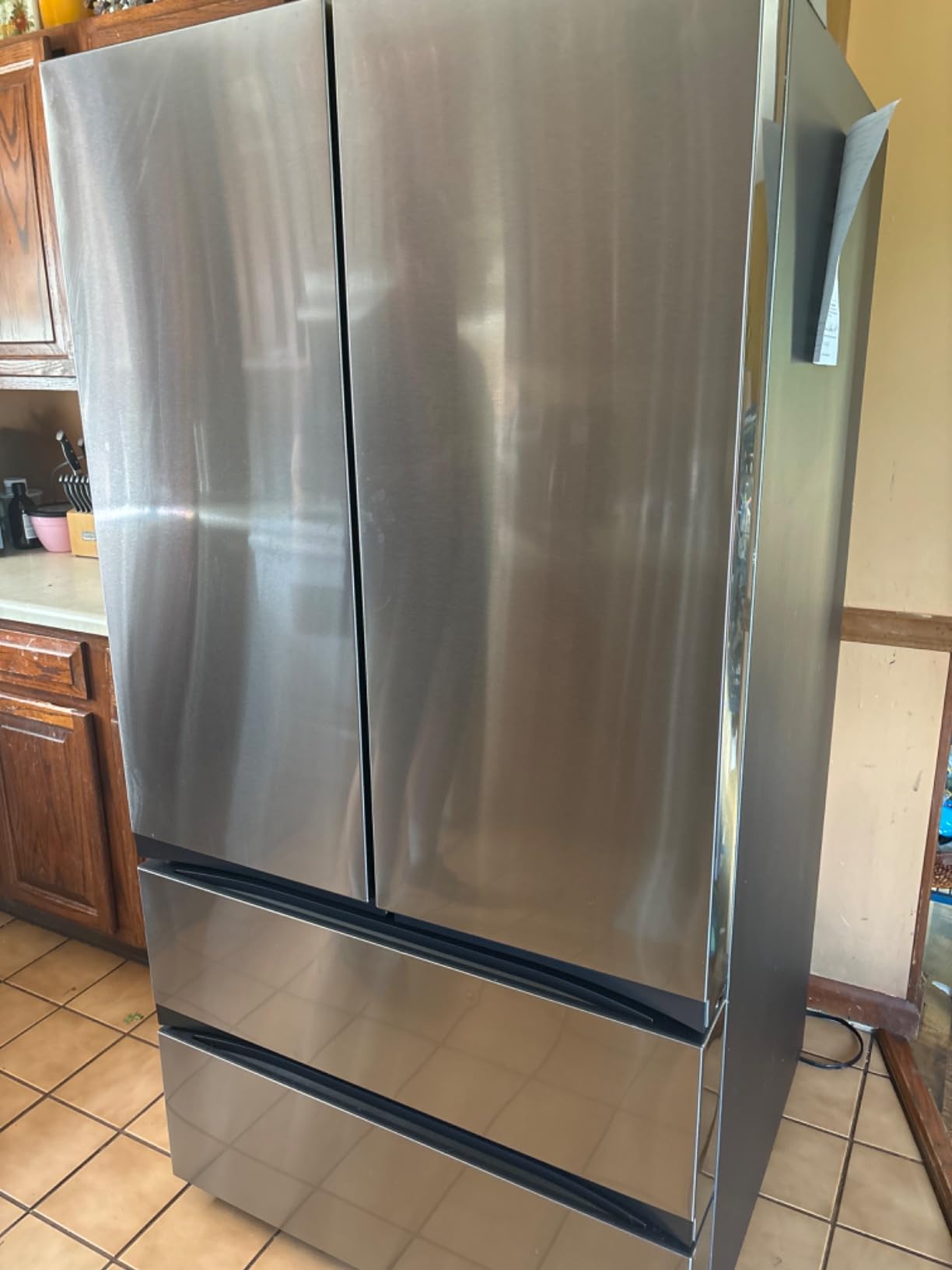 Samsung 17.5 cu. ft. Smart Counter Depth 3-Door French Door Refrigerator, Stainless Steel, RF18A5101SR/AA customer photo 1